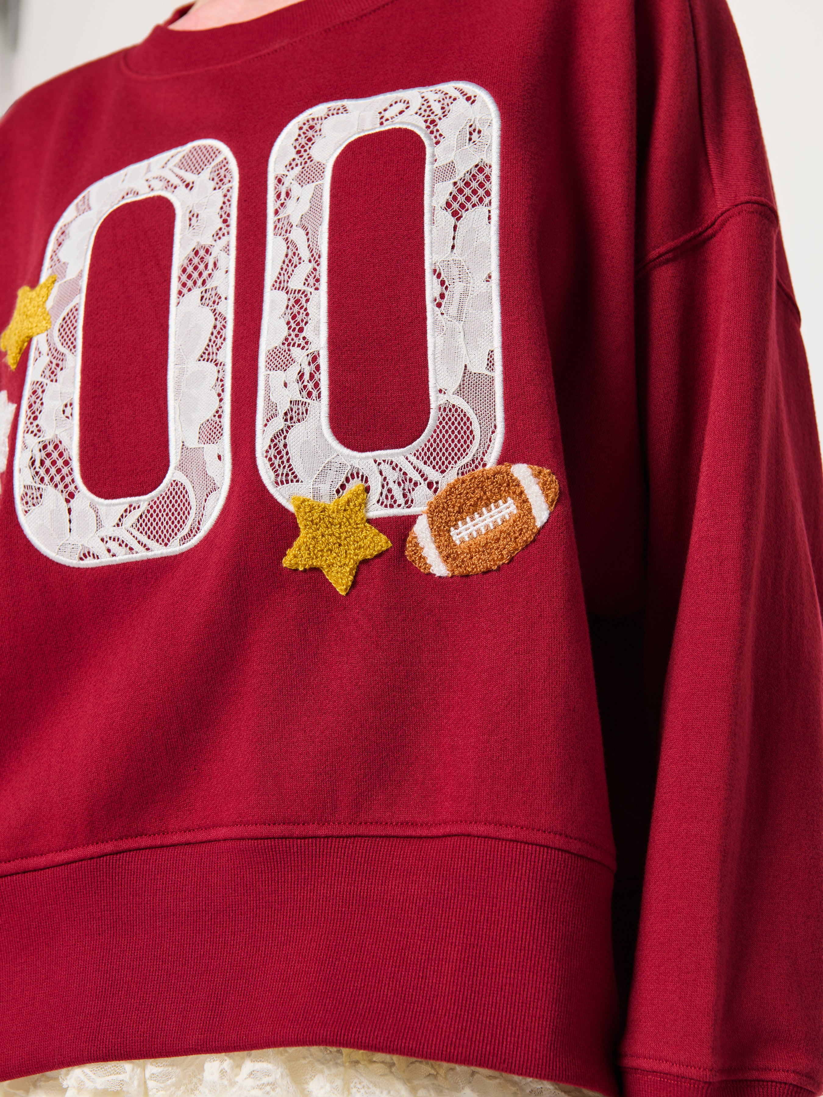 Shiraleah "00" Varsity Relaxed Sweatshirt, Maroon MAROON / EXTRA SMALL
