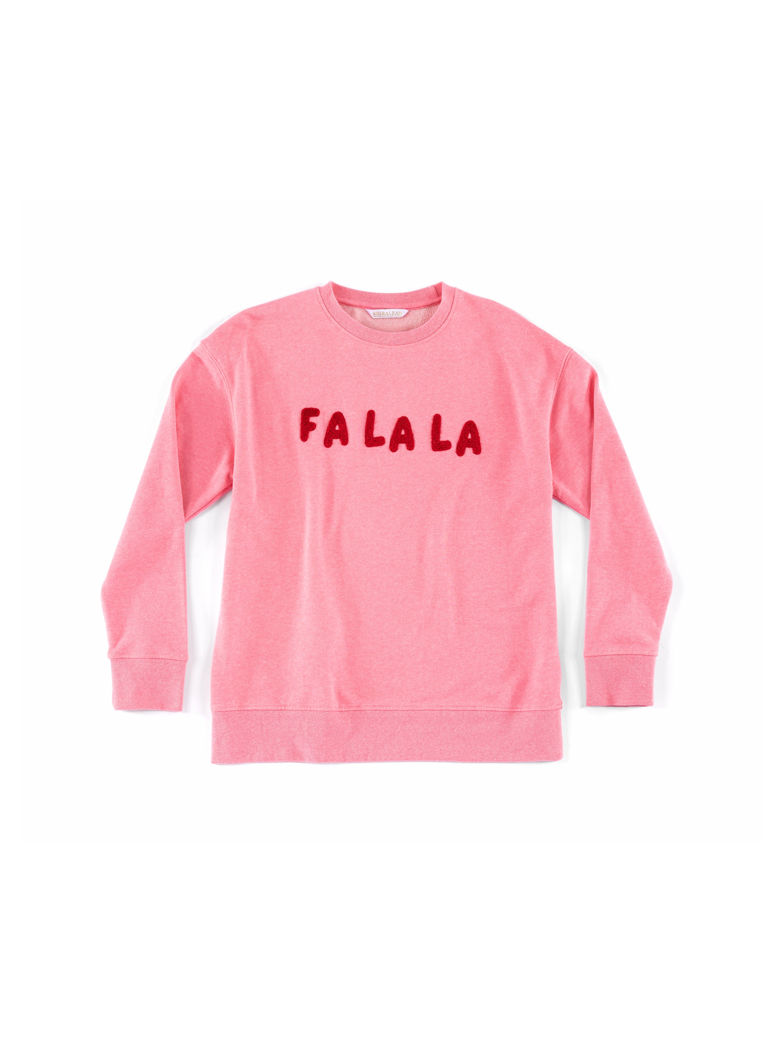 Shiraleah "Fa La La" Holiday Sweatshirt, Bubblegum