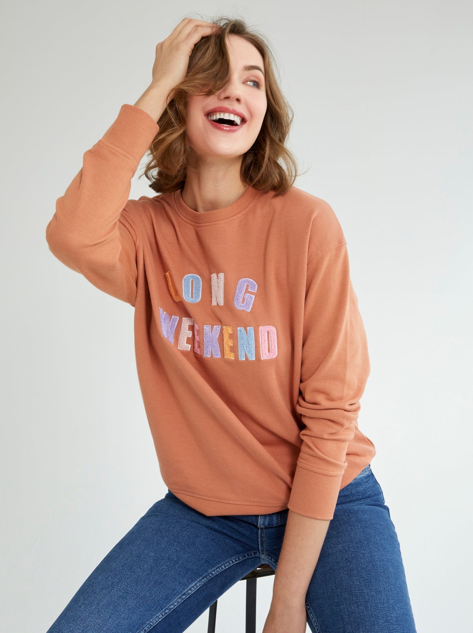 Assorted Set Of 6 "Long Weekend" Sweatshirts, Rust