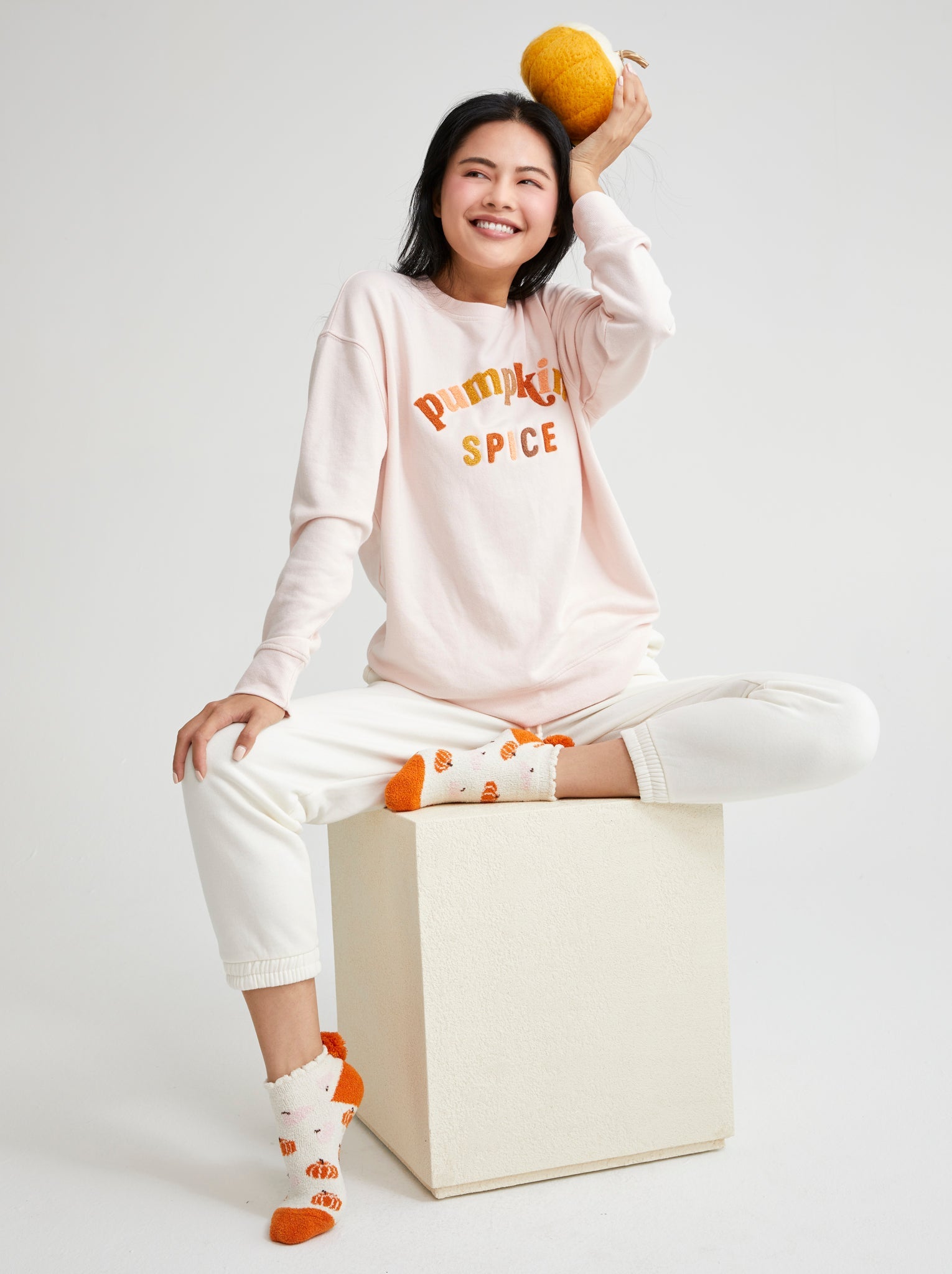 Assorted Set Of 6 "Pumpkin Spice" Sweatshirts , Blush