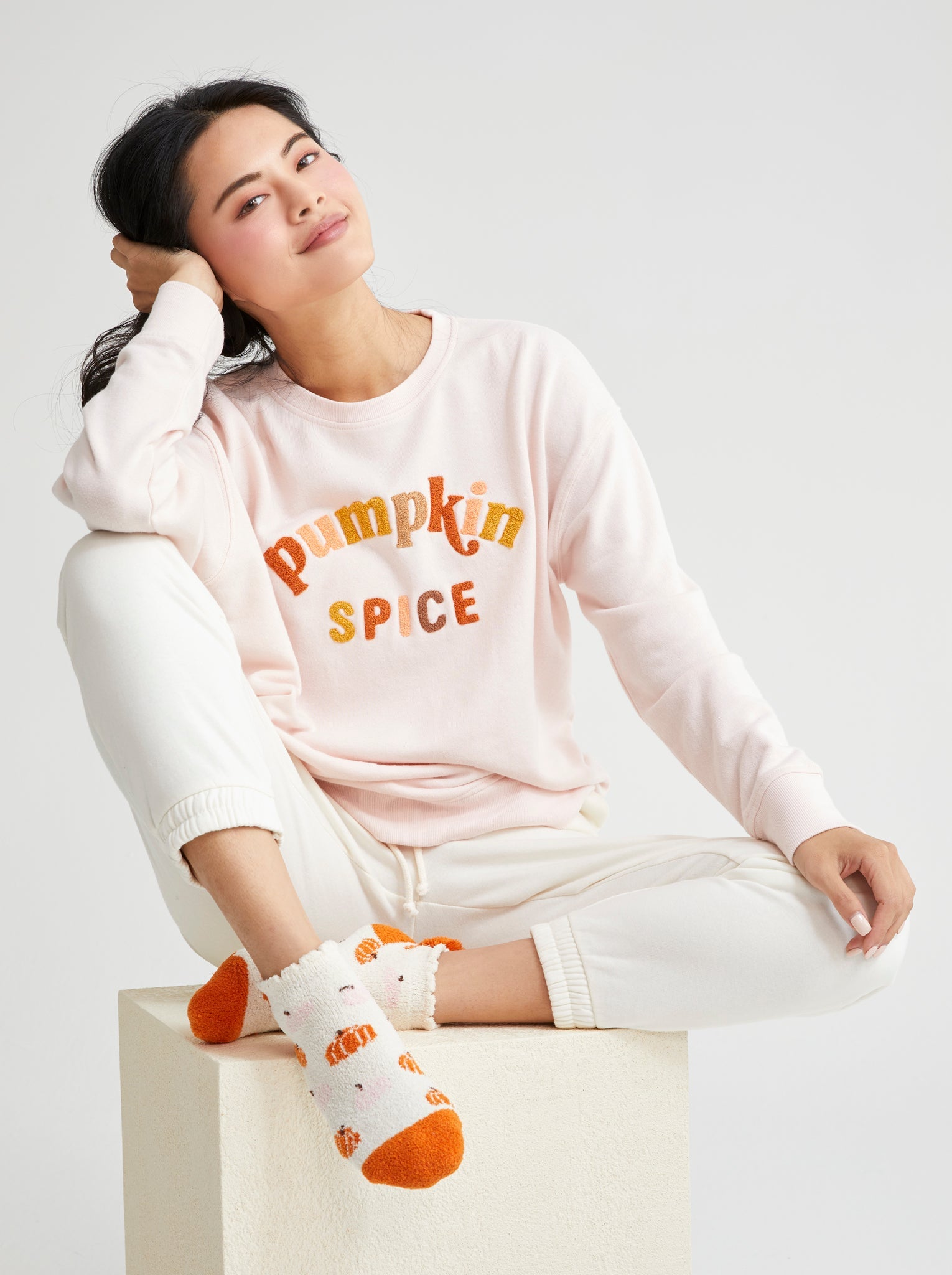 Assorted Set Of 6 "Pumpkin Spice" Sweatshirts , Blush