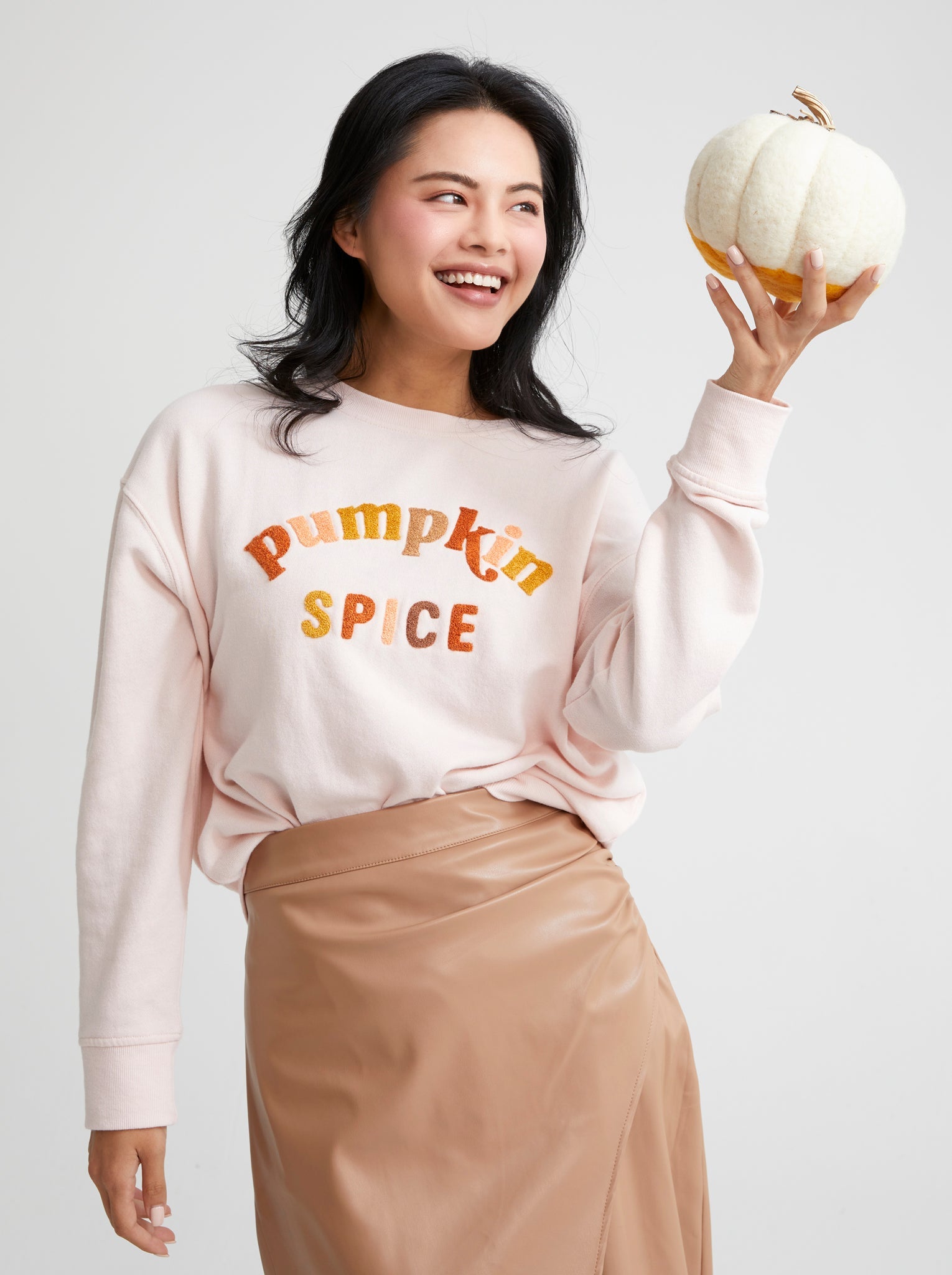 Assorted Set Of 6 "Pumpkin Spice" Sweatshirts , Blush