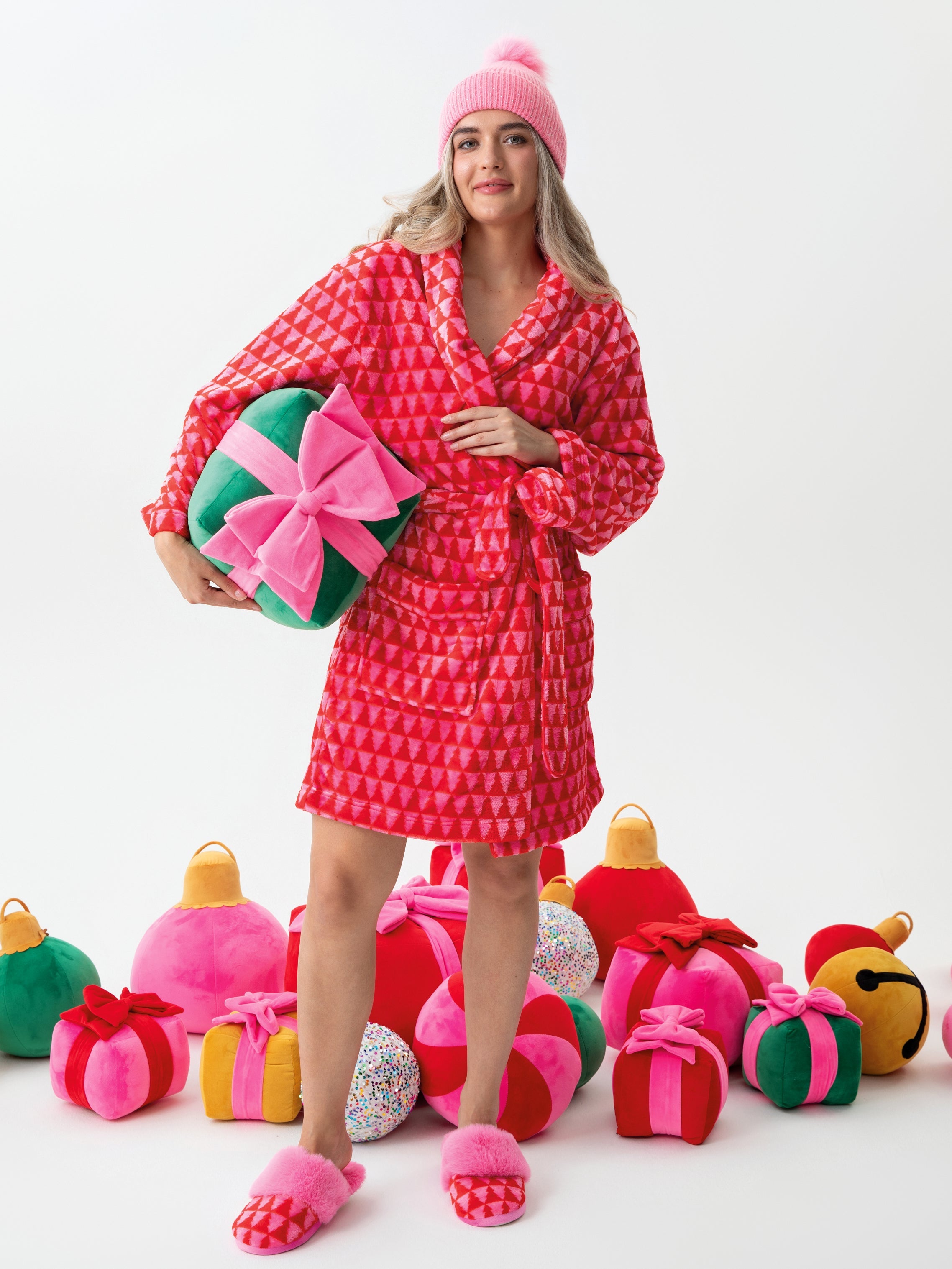 Shiraleah Assorted Set of 2 Sizes Felicity Trees Slippers, Pink