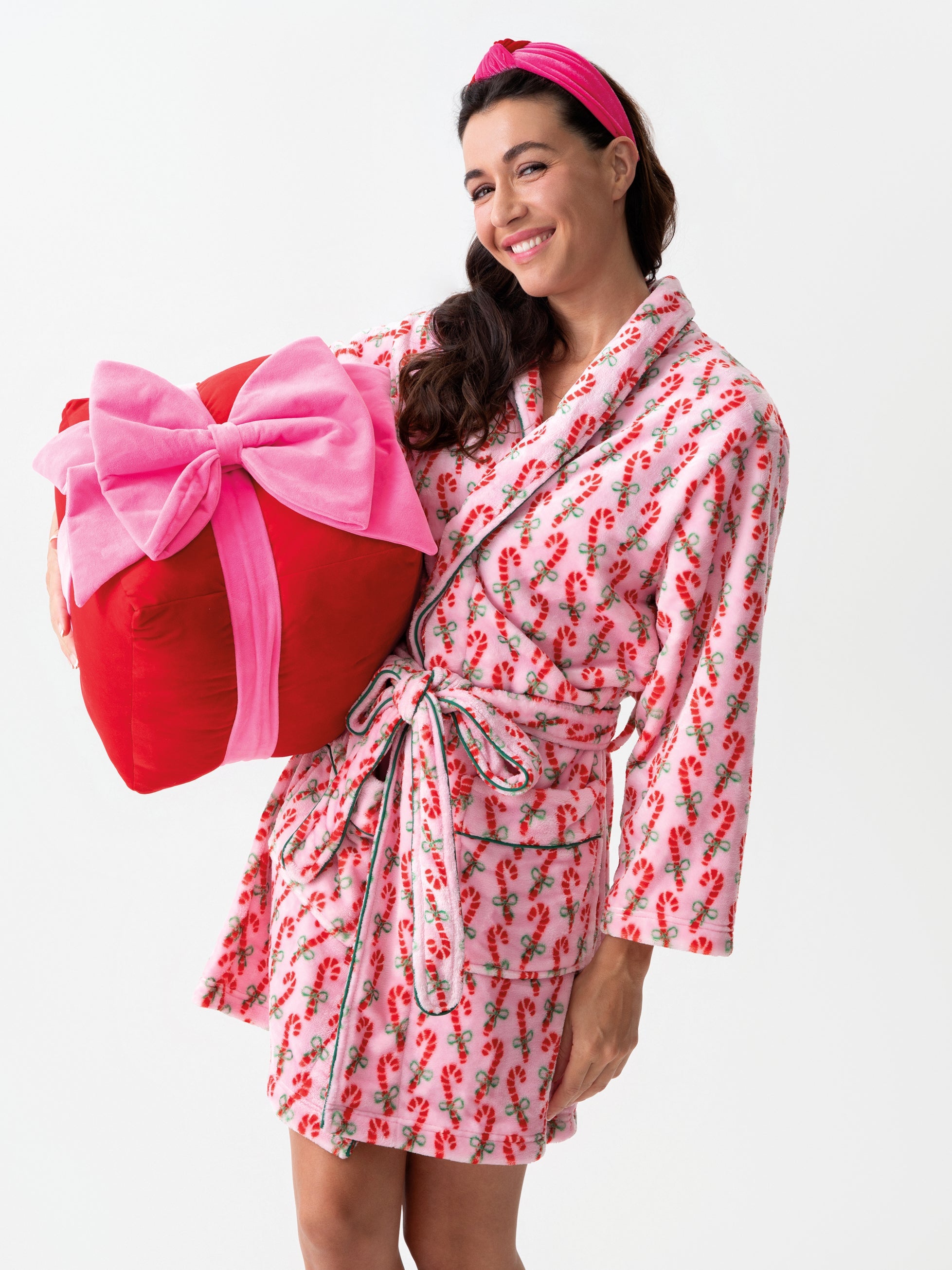 Shiraleah Assorted Set of 2 Felicity Candy Cane Robes, Pink