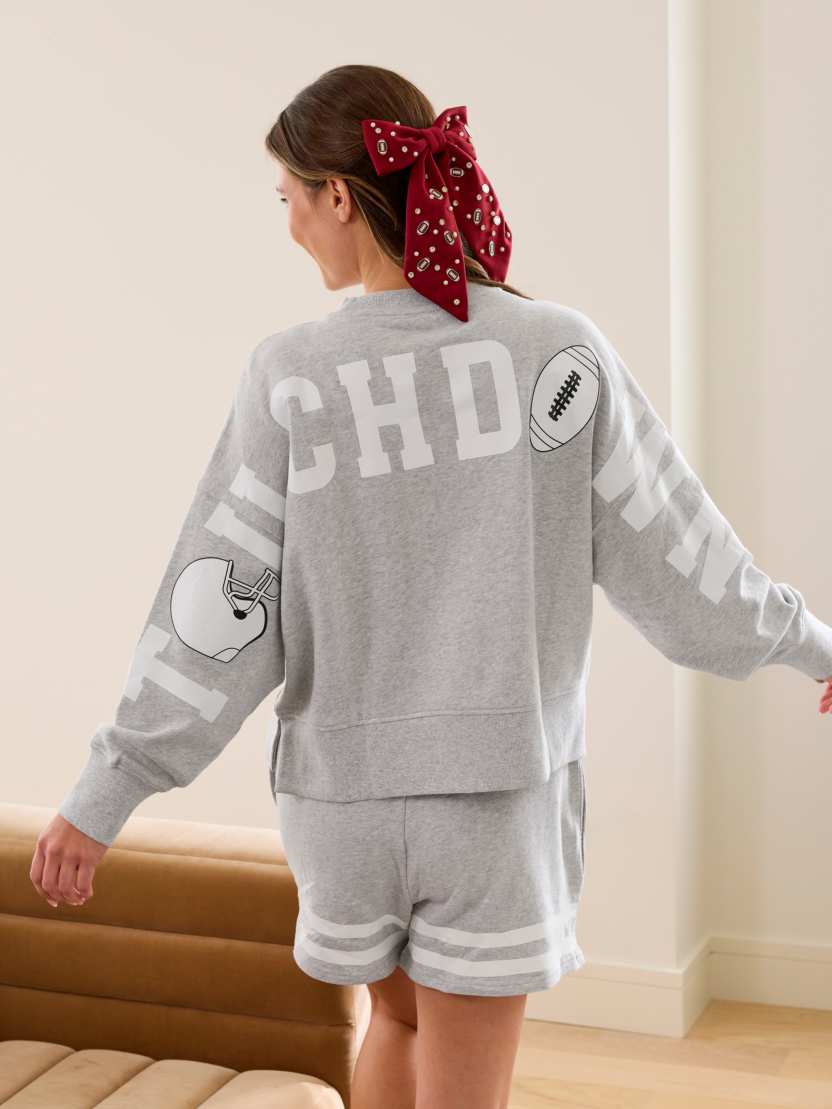 Shiraleah Assorted Set of 6 "Touchdown" Relaxed Sweatshirts GREY