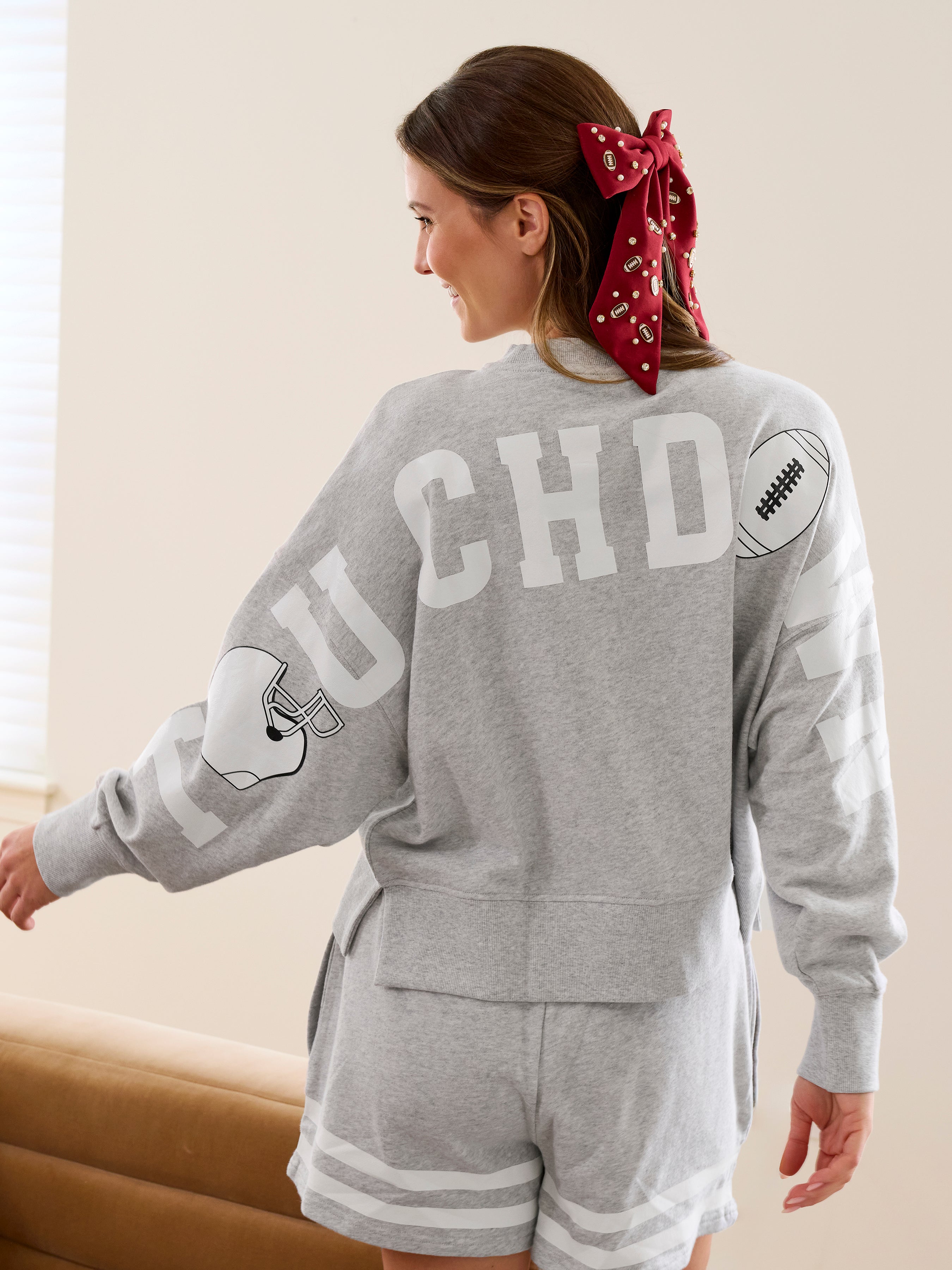 Shiraleah Assorted Set of 6 "Touchdown" Relaxed Sweatshirts GREY