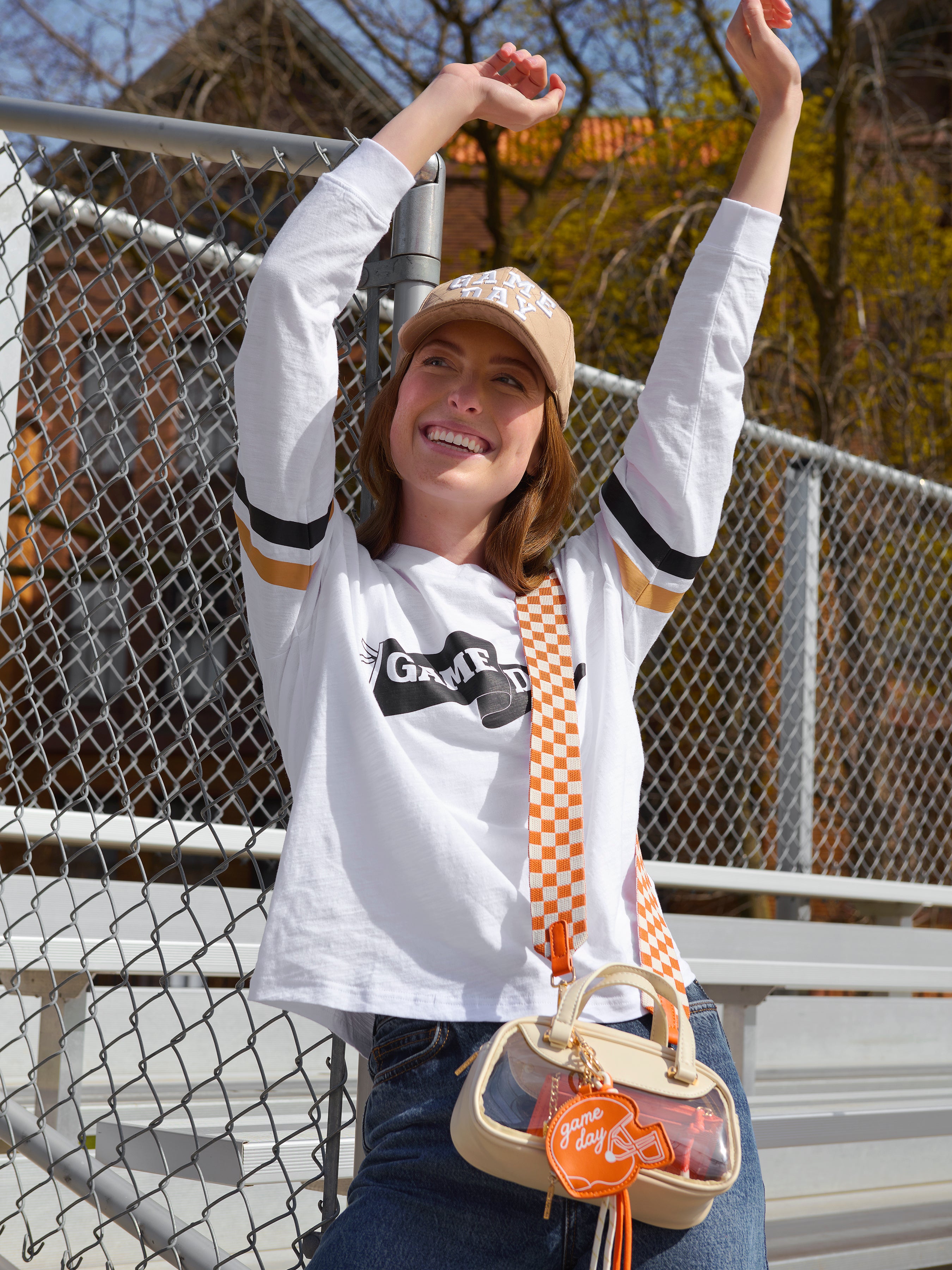 Shiraleah Assorted Set of 6 "Game Day" Long Sleeve Relaxed Tees WHITE