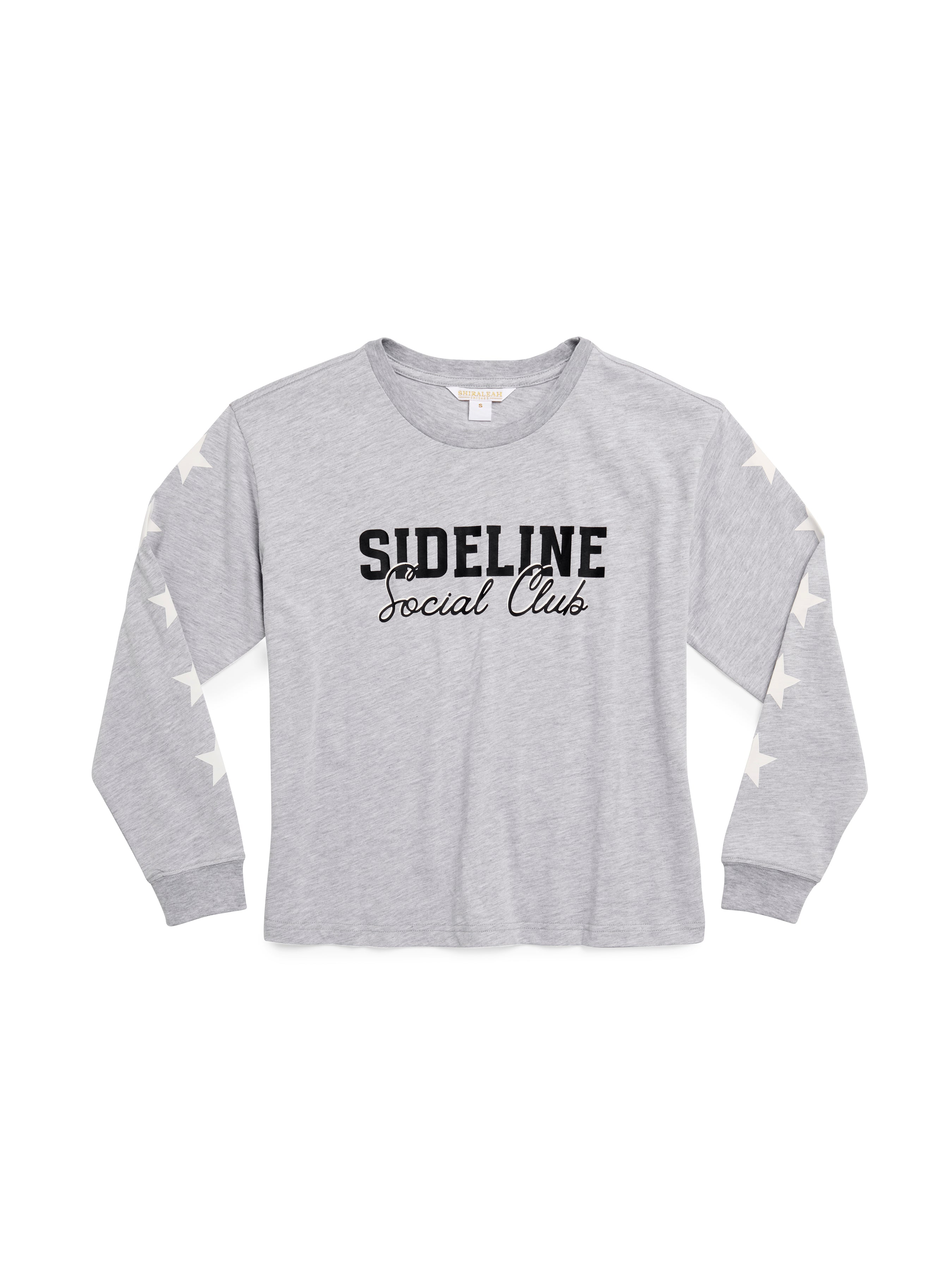 Shiraleah Assorted Set of 6 "Sideline Social Club" Long Sleeve Relaxed Tees GREY
