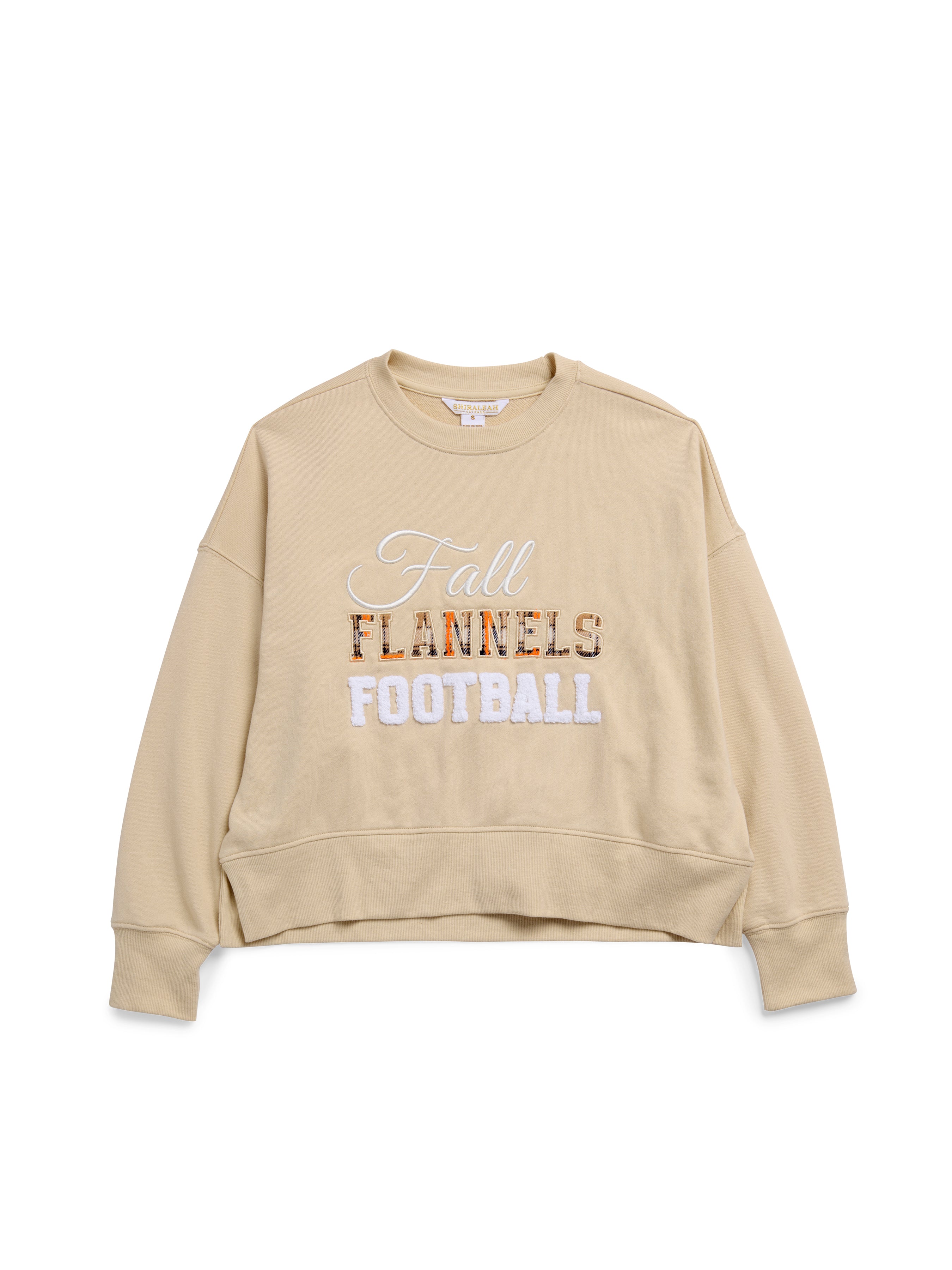 Shiraleah Assorted Set of 6 "Fall, Flannels, Football" Relaxed Sweatshirts TAN