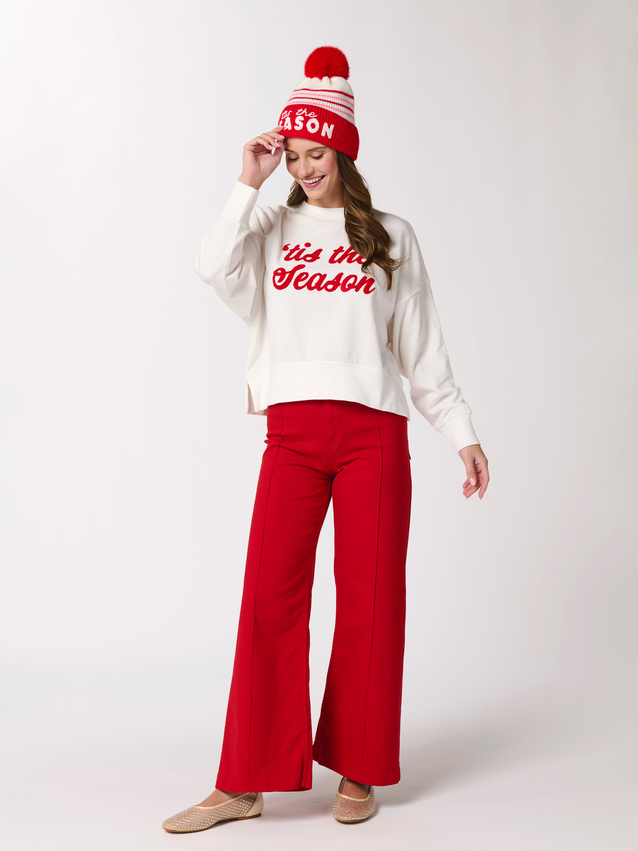 Shiraleah "'Tis The Season/Fa La La" Relaxed Sweatshirt, Ivory