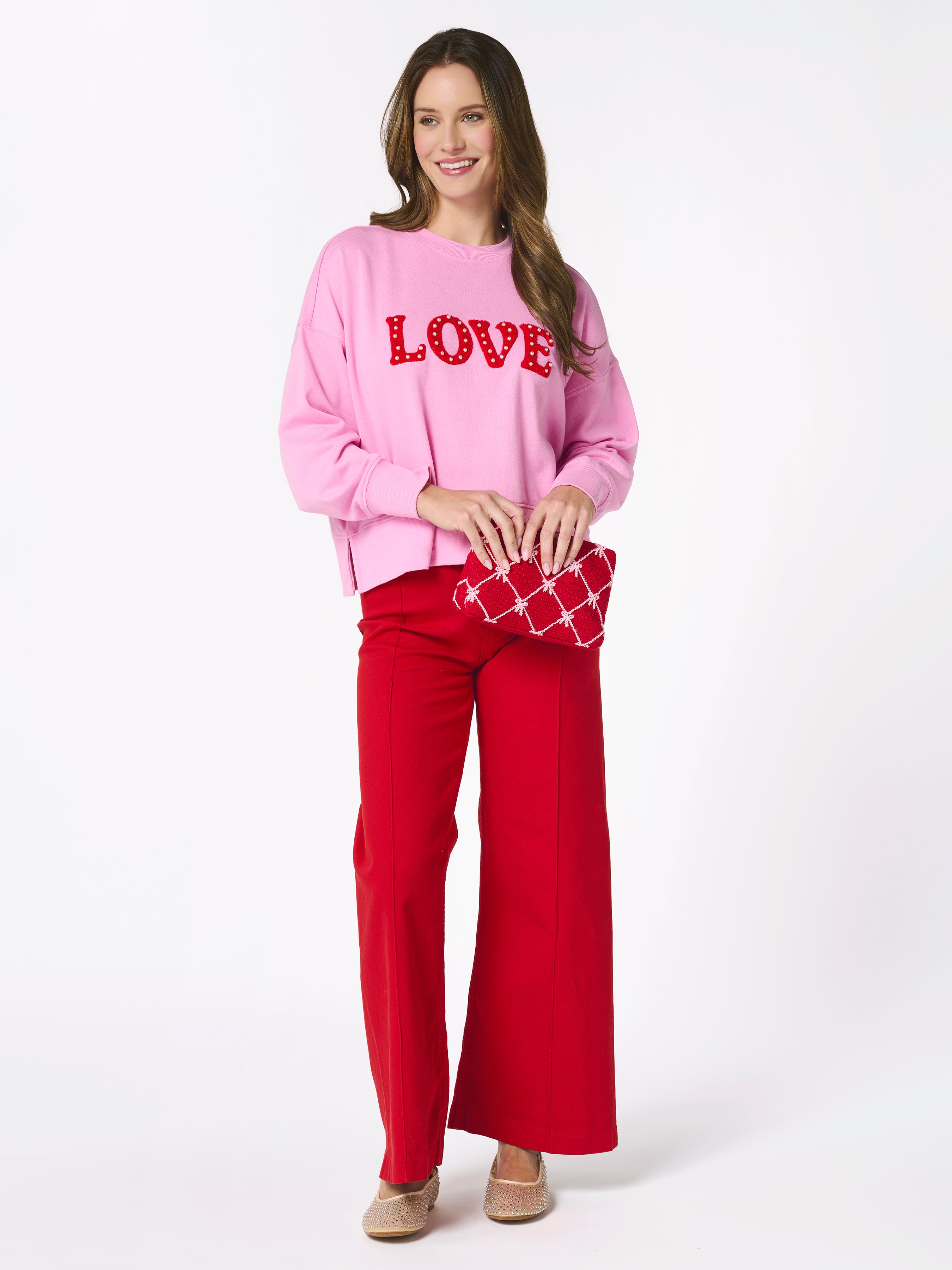 Shiraleah "Love" Relaxed Sweatshirt, Candy Pink