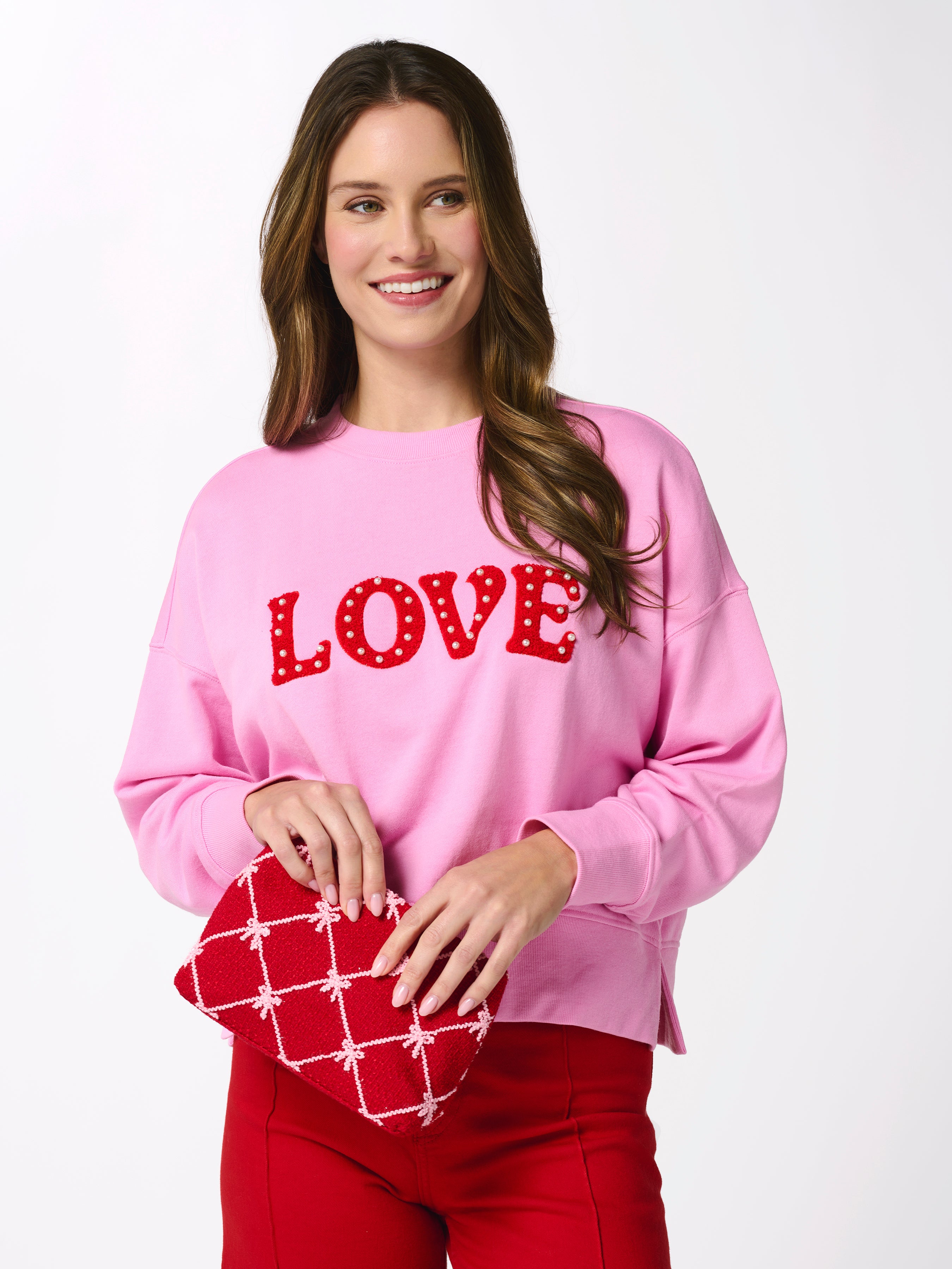 Shiraleah "Love" Relaxed Sweatshirt, Candy Pink