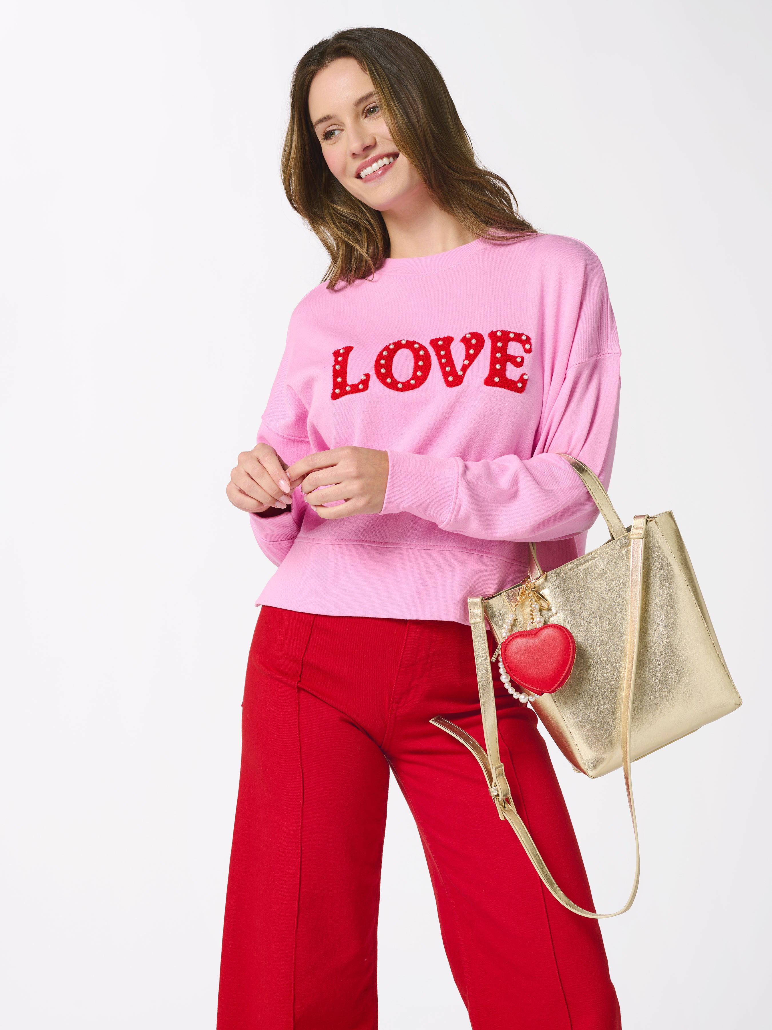 Shiraleah "Love" Relaxed Sweatshirt, Candy Pink
