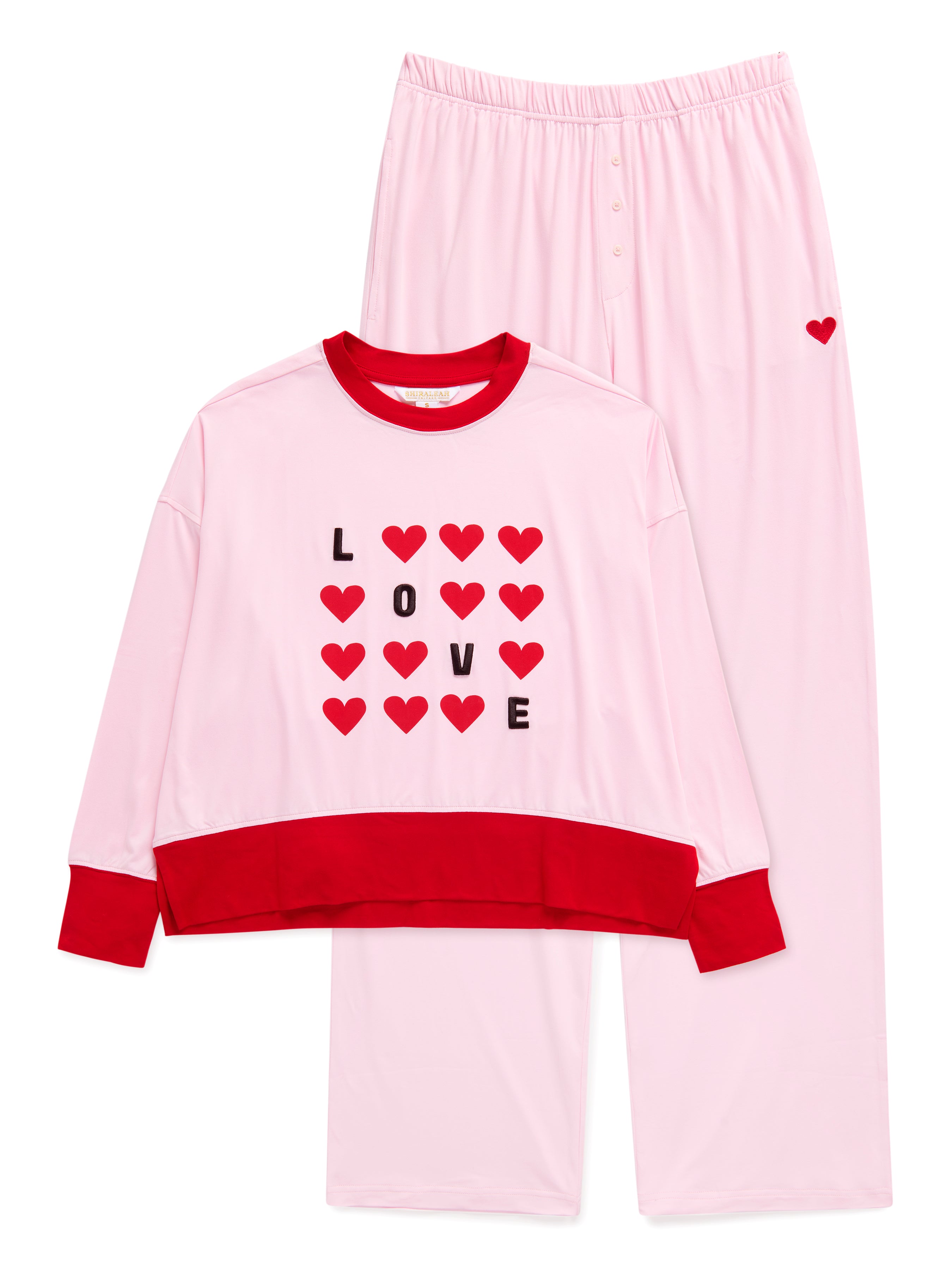 Shiraleah "Love" Ultra-Soft Jersey Knit PJ Set, Blush SMALL