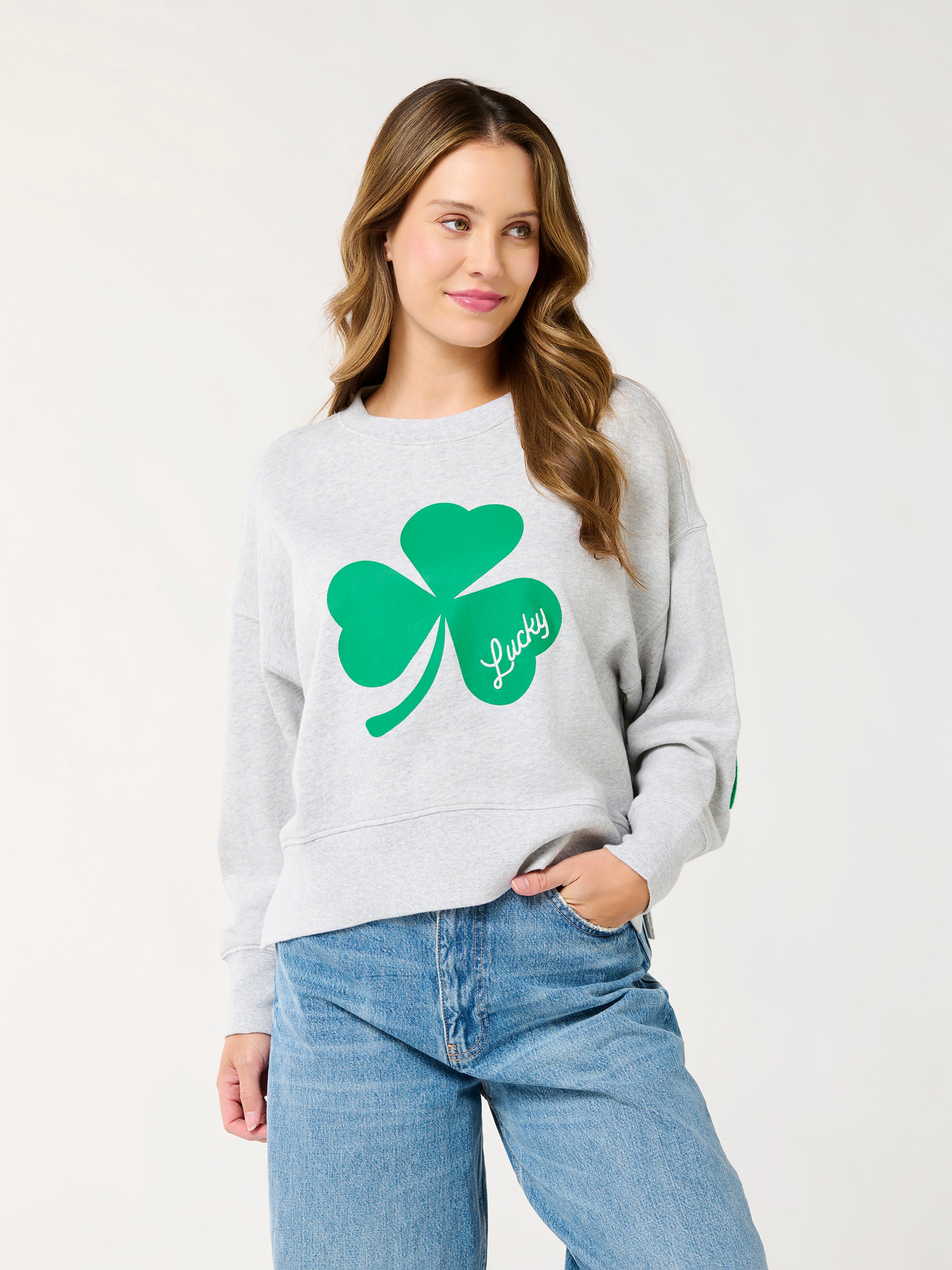 Shiraleah Shamrock "Lucky" Relaxed Sweatshirt, Grey GREY / SMALL