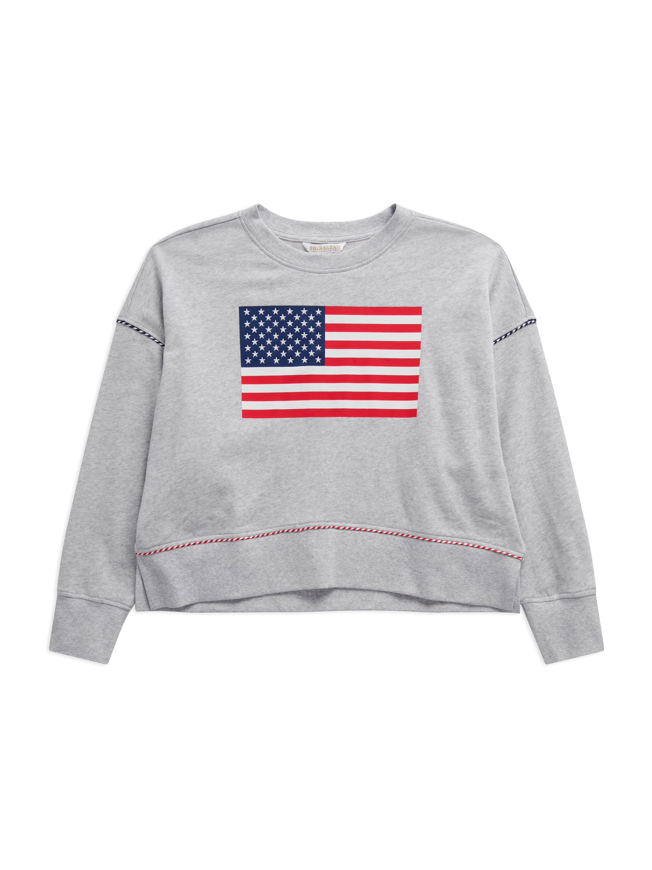 Shiraleah Assorted Set of 7 American Flag Relaxed Sweatshirts, Grey set of 7