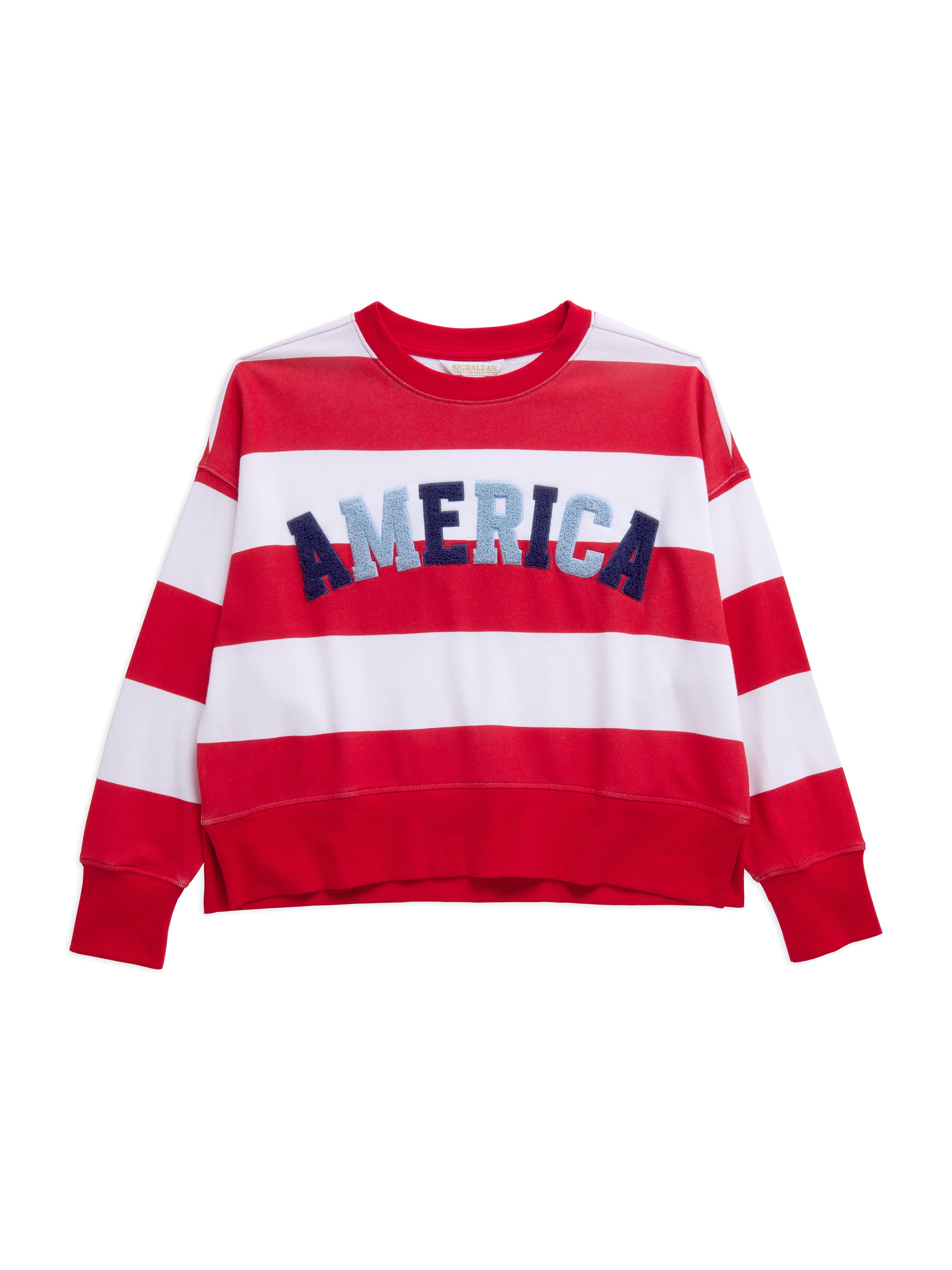 Shiraleah Assorted Set of 7 "America" Rugby Stripe Relaxed Sweatshirts, White set of 7