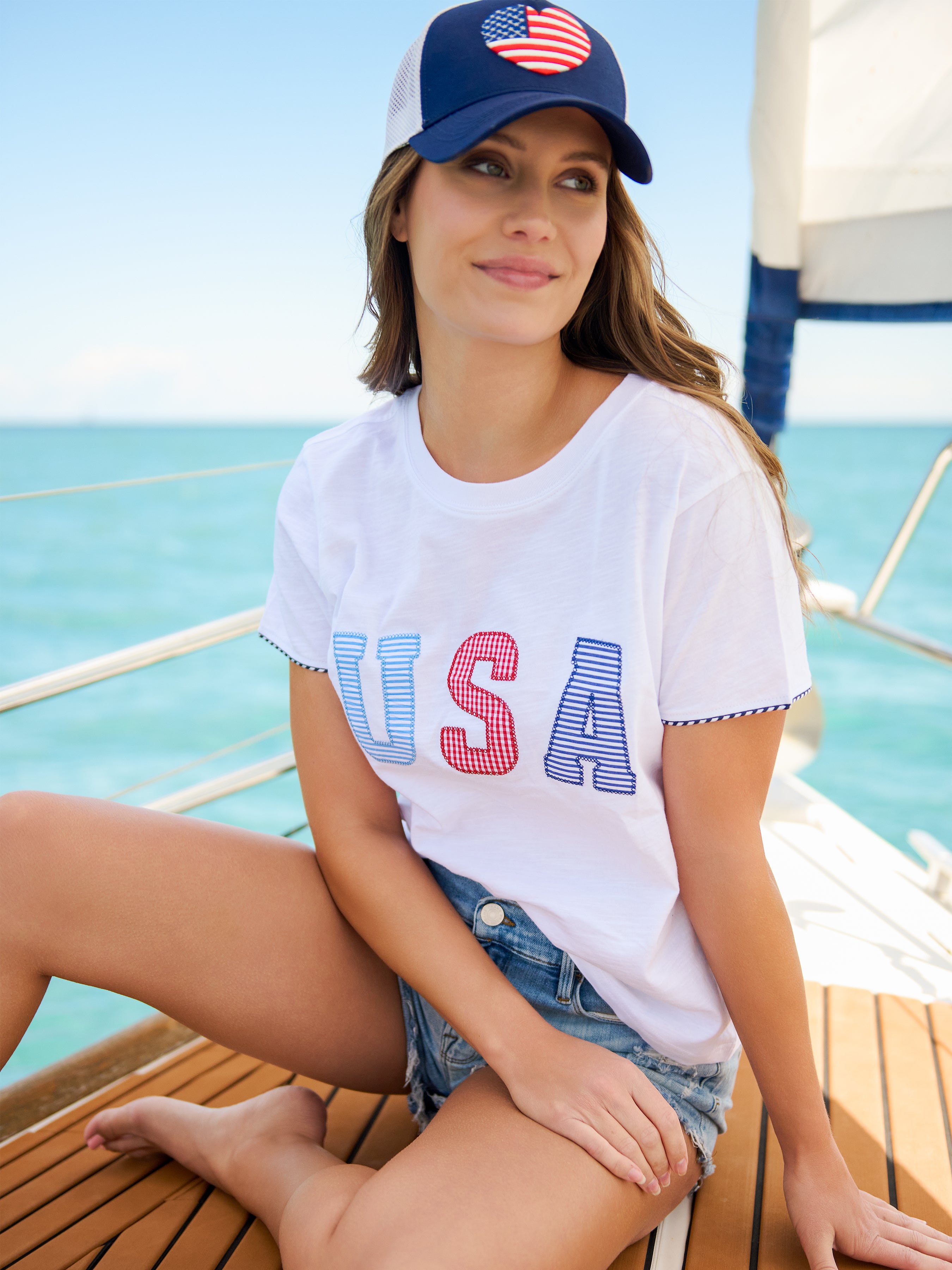 Shiraleah "USA" Relaxed Tee, White SMALL