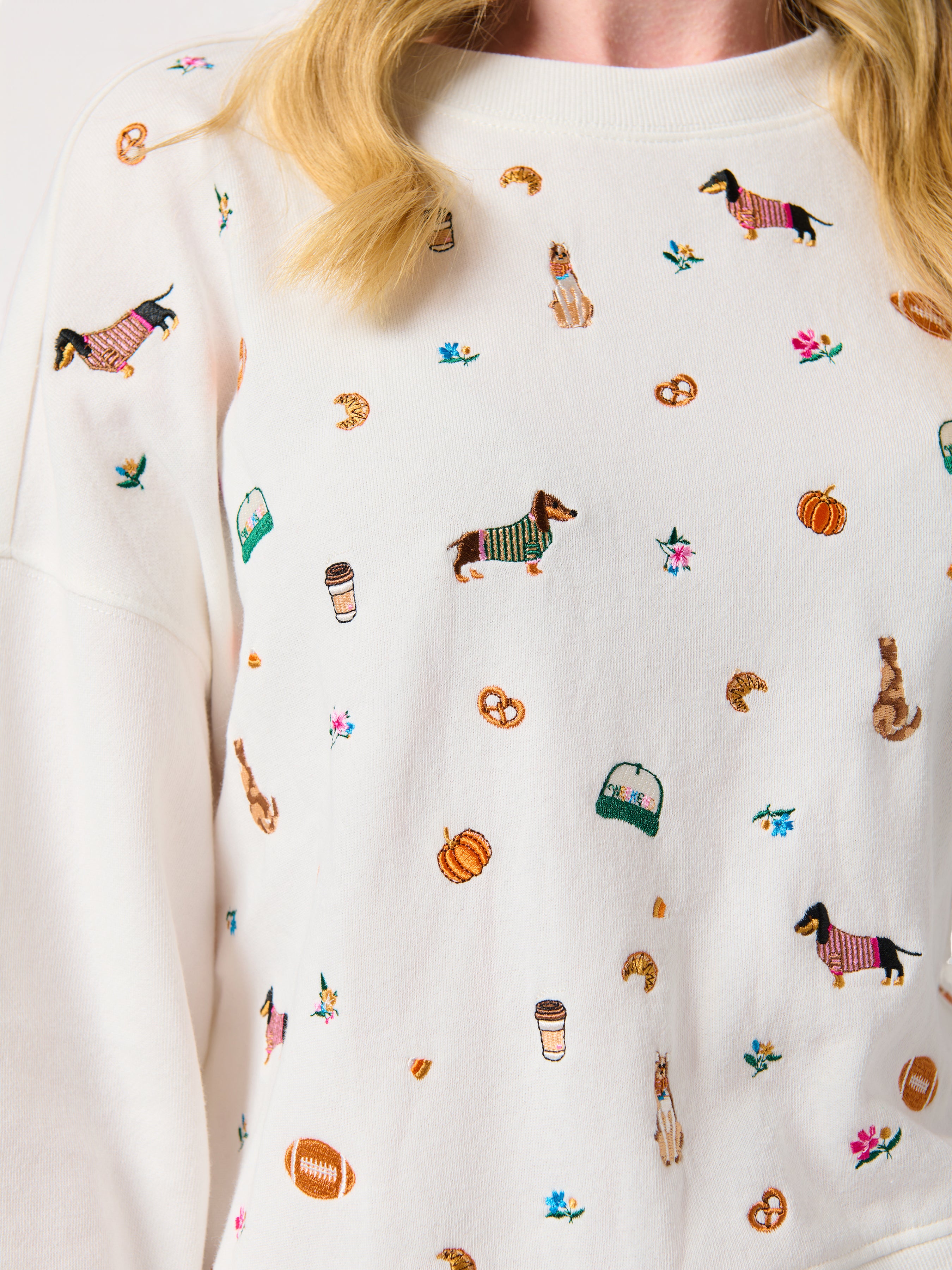 Shiraleah Fall Icons Relaxed Sweatshirt, Ivory IVORY / EXTRA SMALL