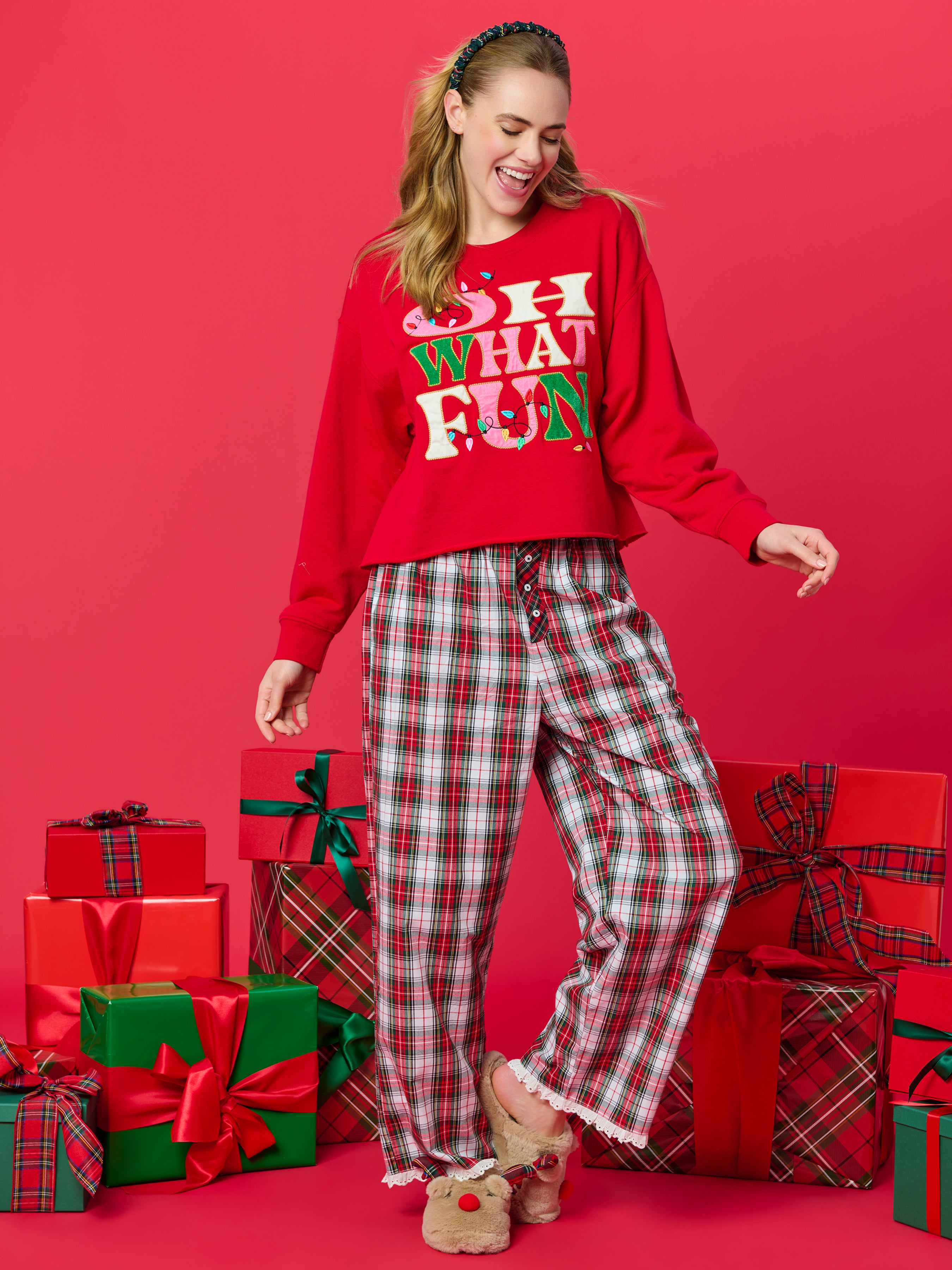 Shiraleah Tartan Boxer Pant, Red RED / EXTRA SMALL
