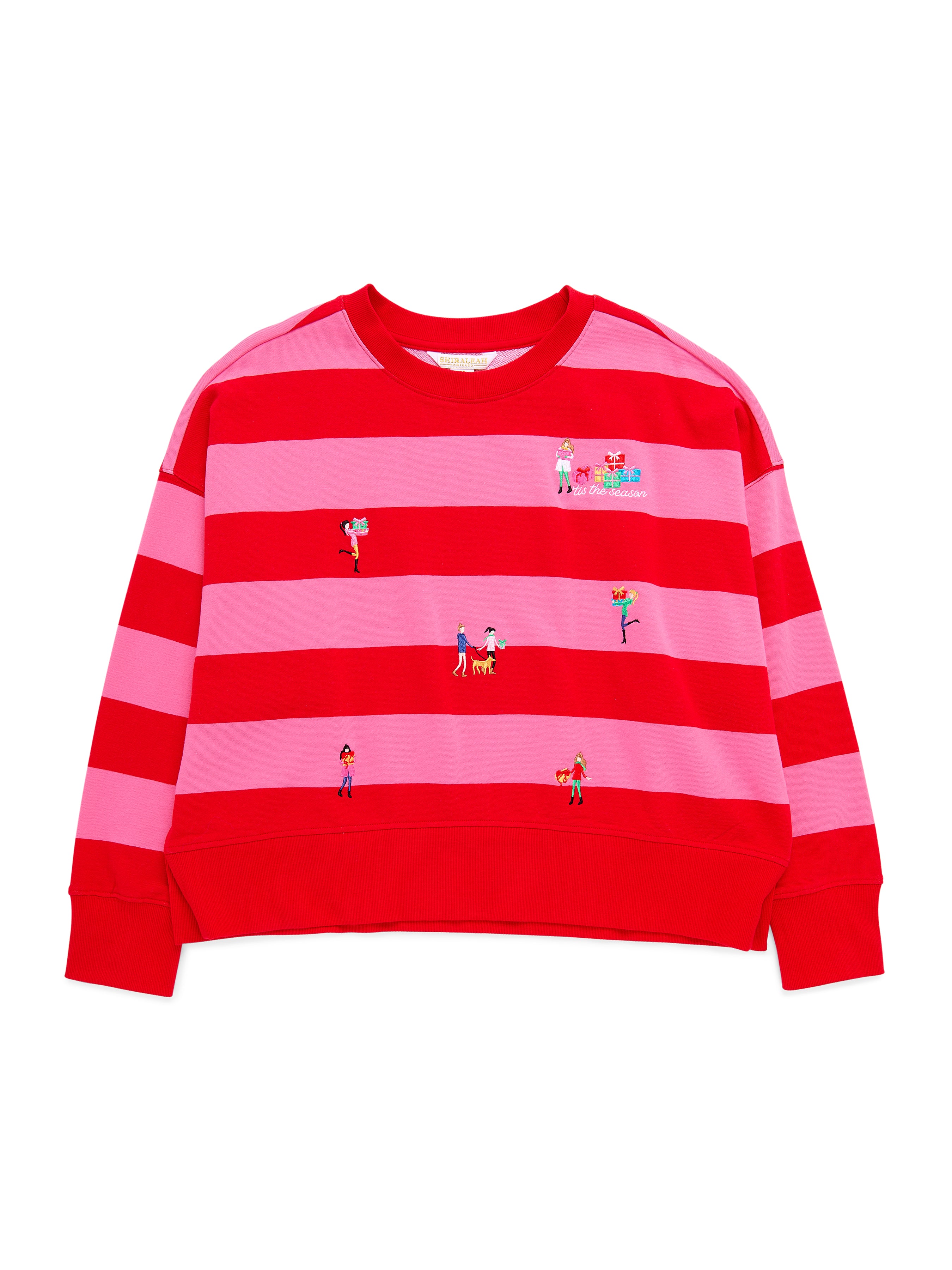 Shiraleah Gifting Embroidery Relaxed Sweatshirt, Red RED / EXTRA SMALL
