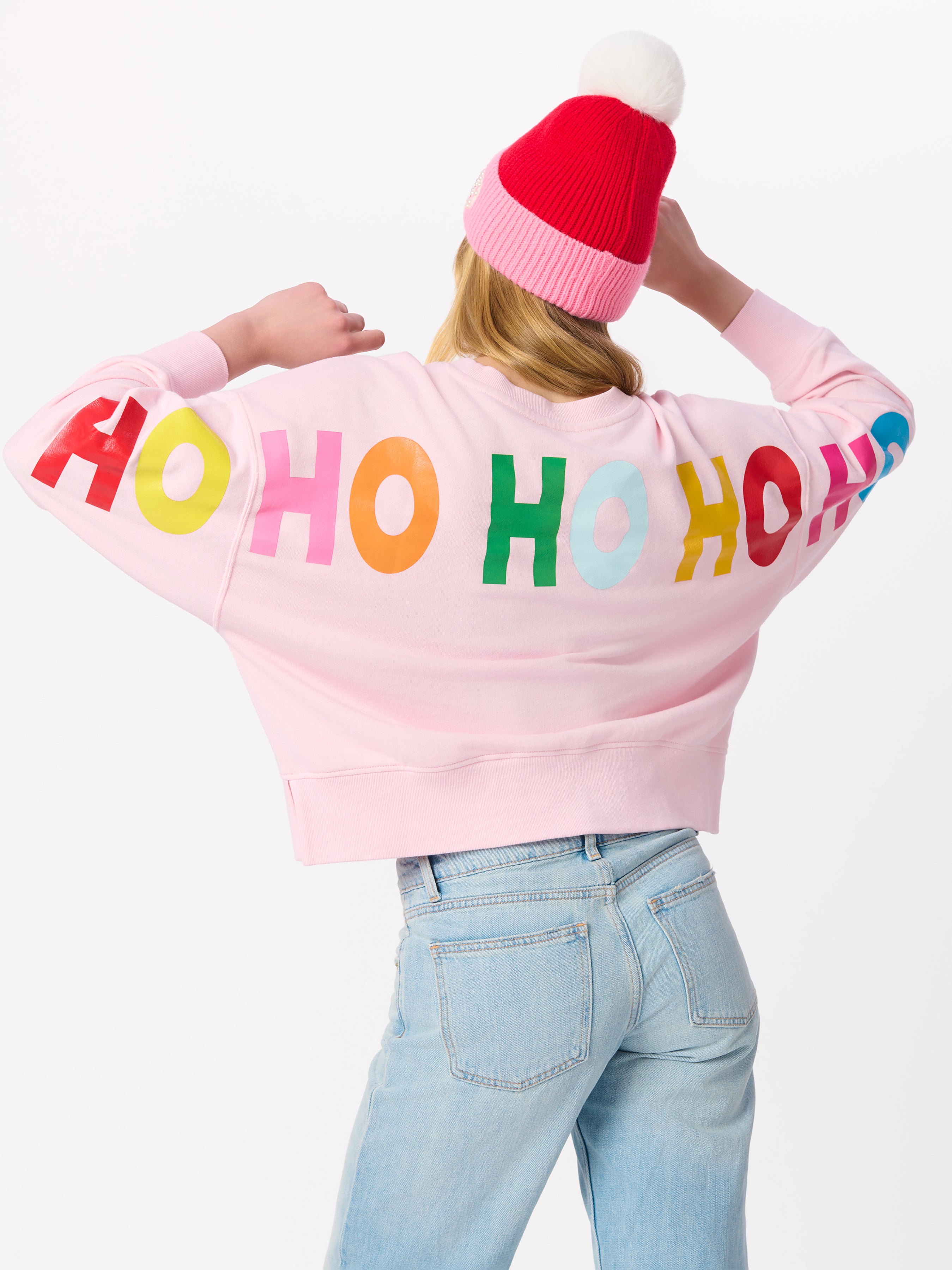 Shiraleah Santa/"Ho Ho Ho" Relaxed Sweatshirt, Blush BLUSH / EXTRA SMALL