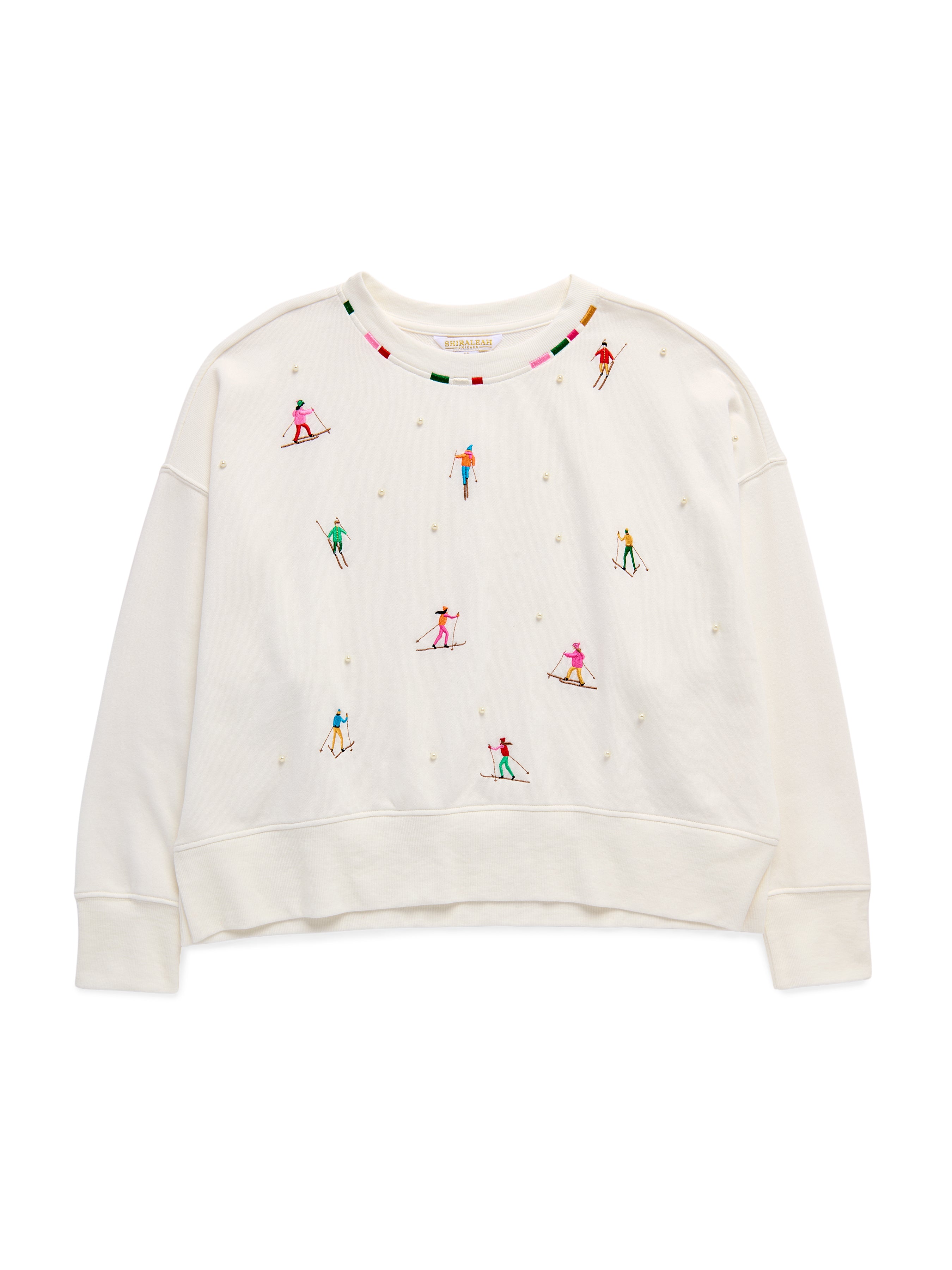 Shiraleah Skiers With Pearls Relaxed Sweatshirt, Ivory IVORY / EXTRA SMALL