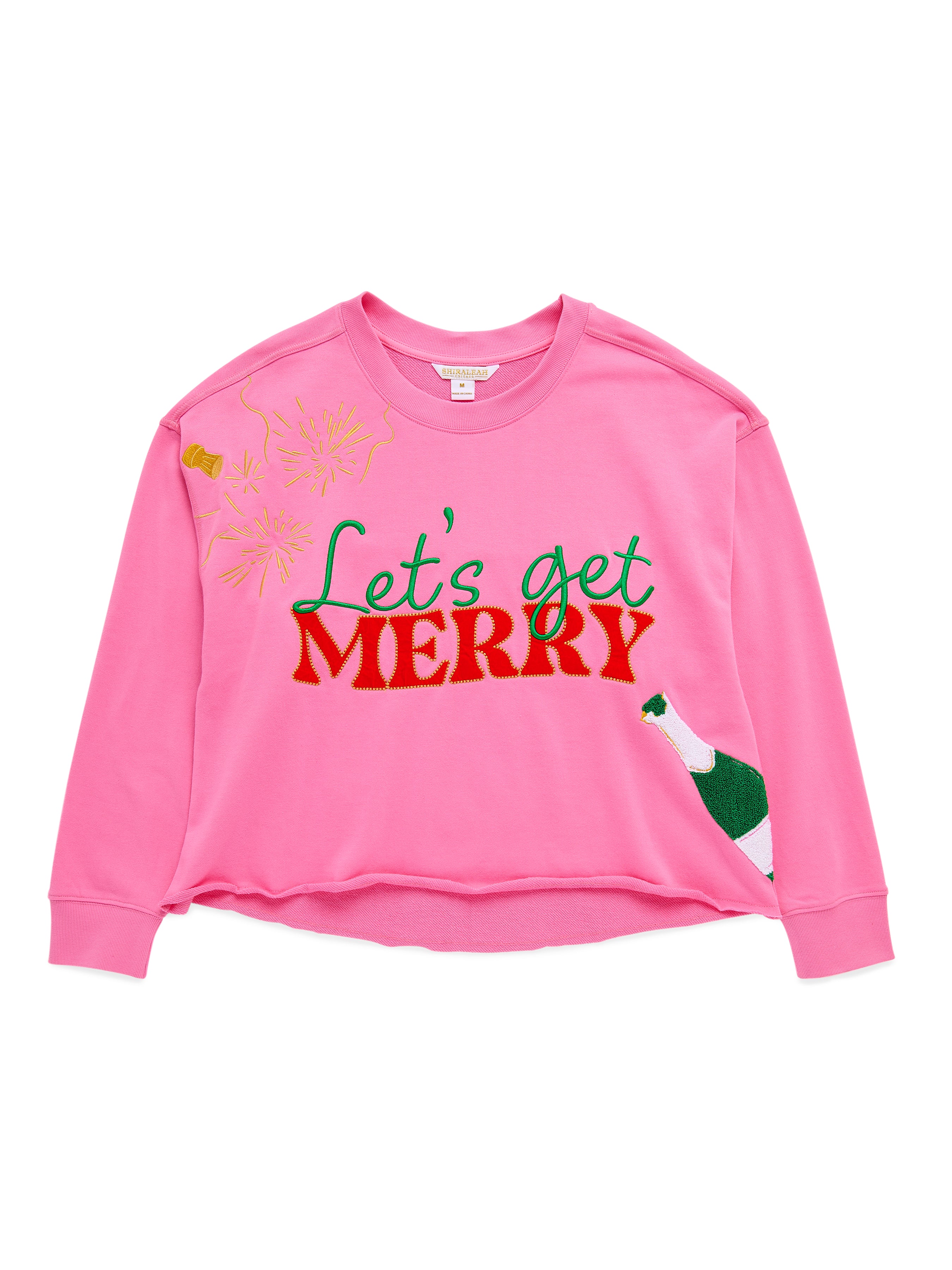 Shiraleah "Let's Get Merry" Lounge Sweatshirt, Pink PINK / EXTRA SMALL
