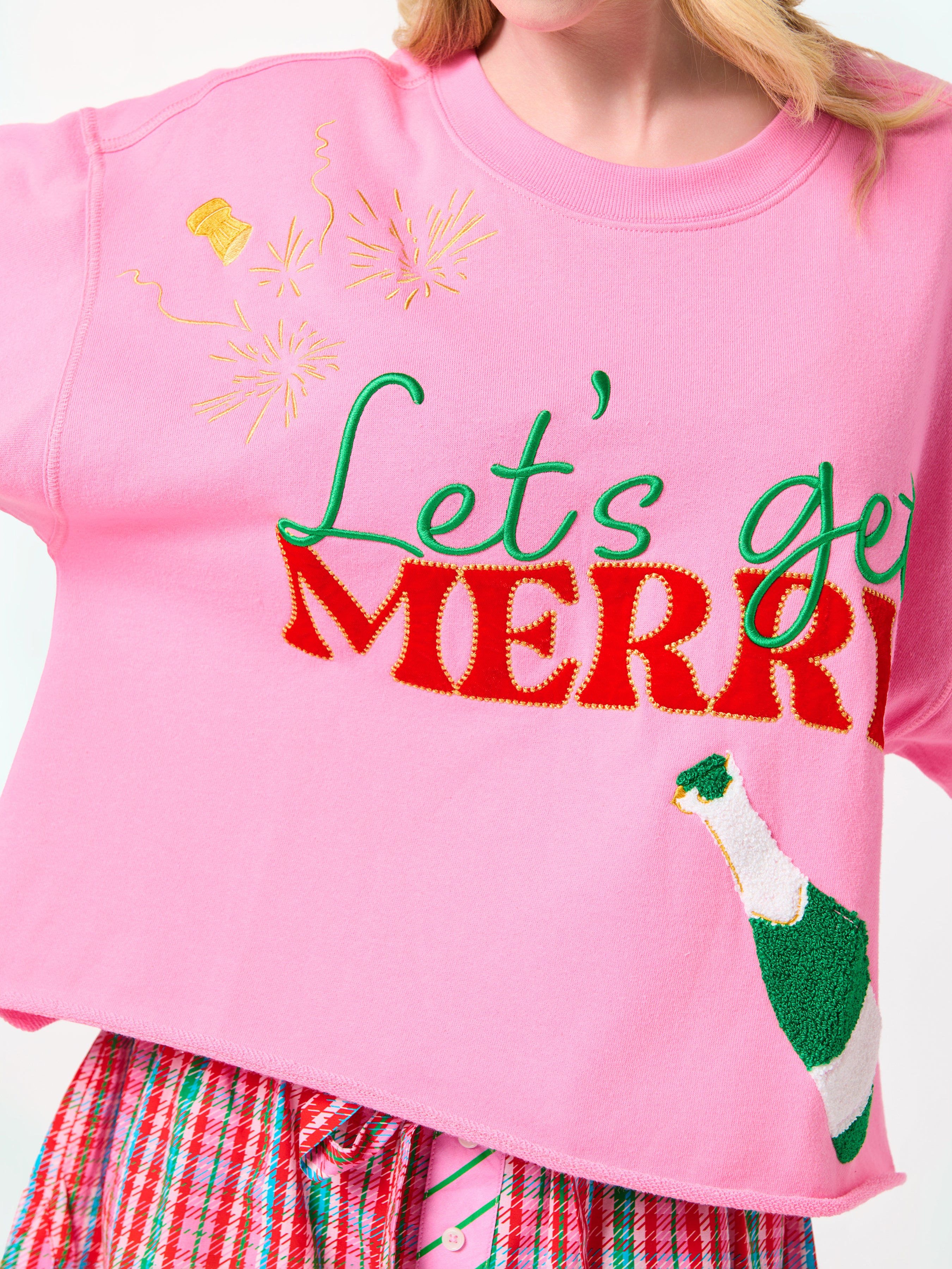Shiraleah "Let's Get Merry" Lounge Sweatshirt, Pink PINK / EXTRA SMALL