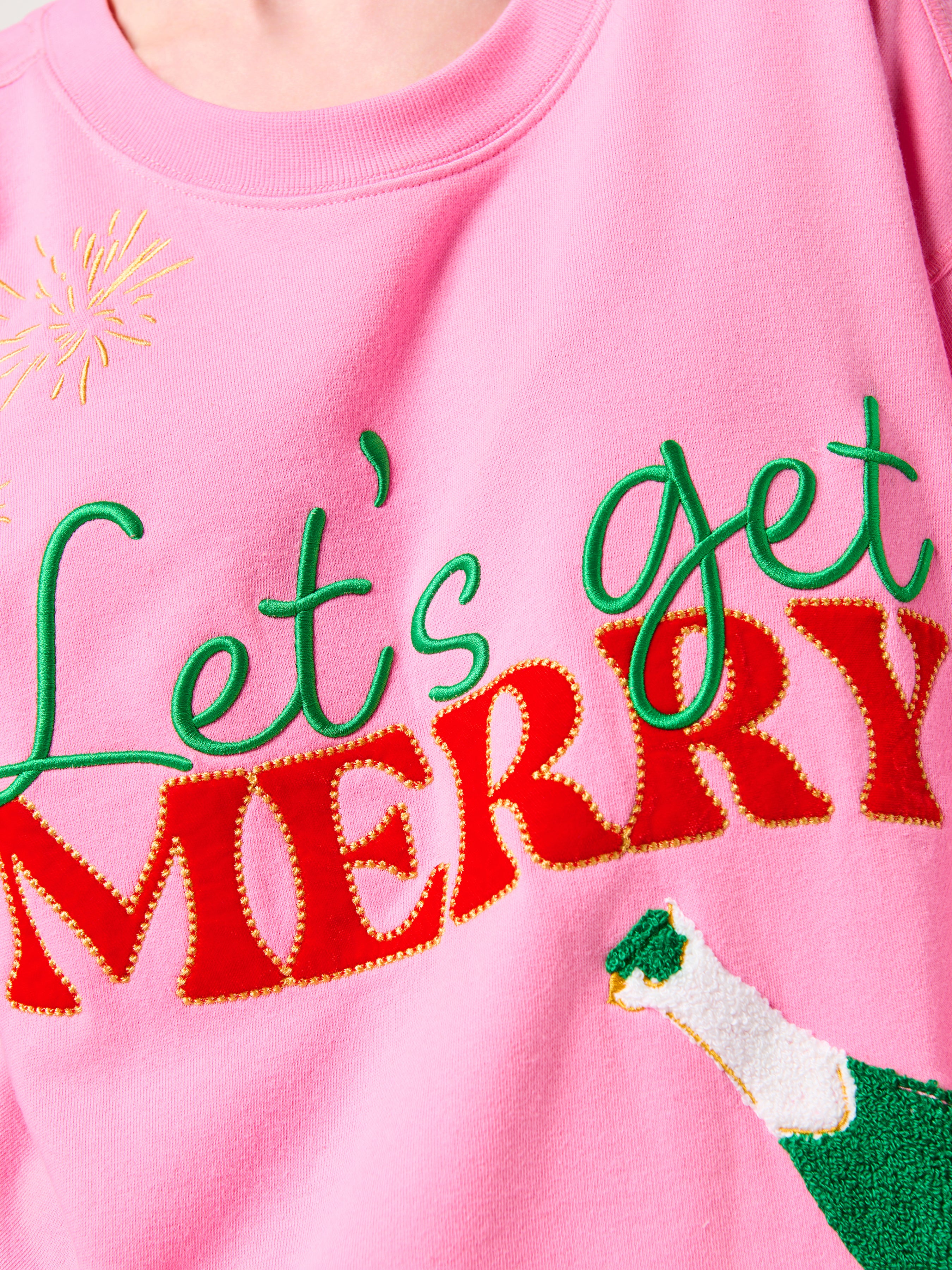 Shiraleah "Let's Get Merry" Lounge Sweatshirt, Pink PINK / EXTRA SMALL