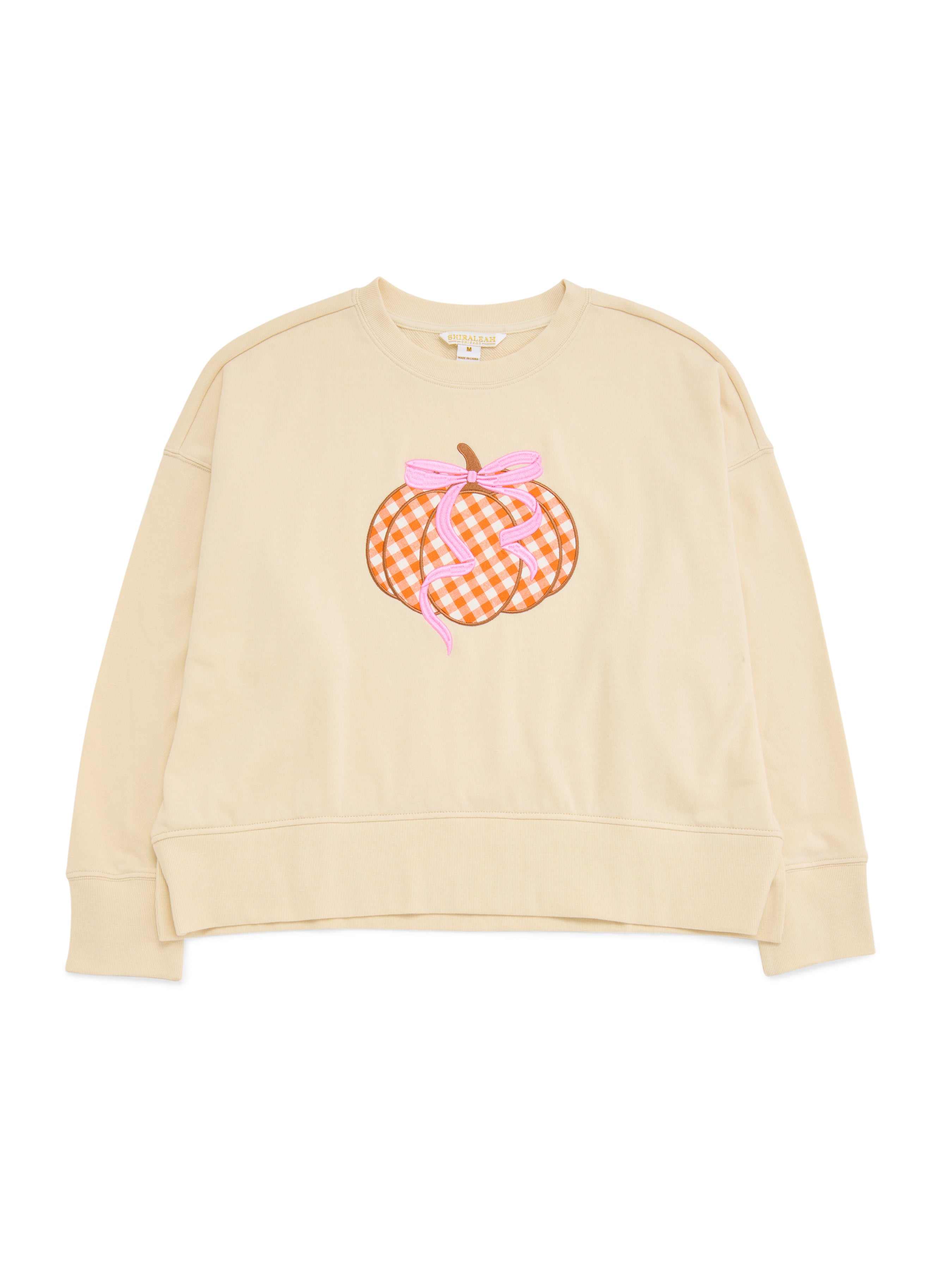 Shiraleah Gingham Pumpkin Relaxed Sweatshirt, Cream CREAM / EXTRA SMALL