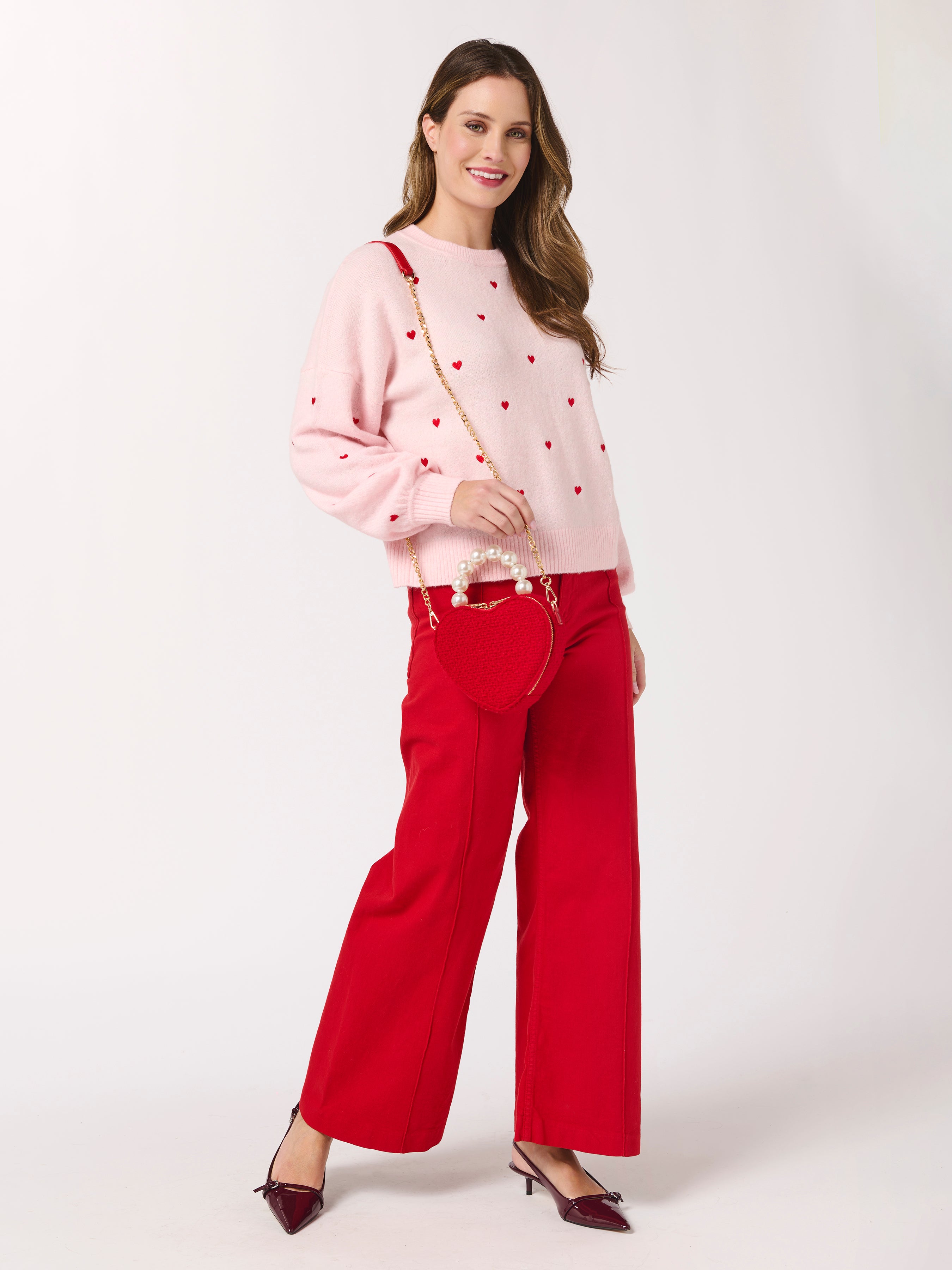 Shiraleah Hearts Sweater, Blush