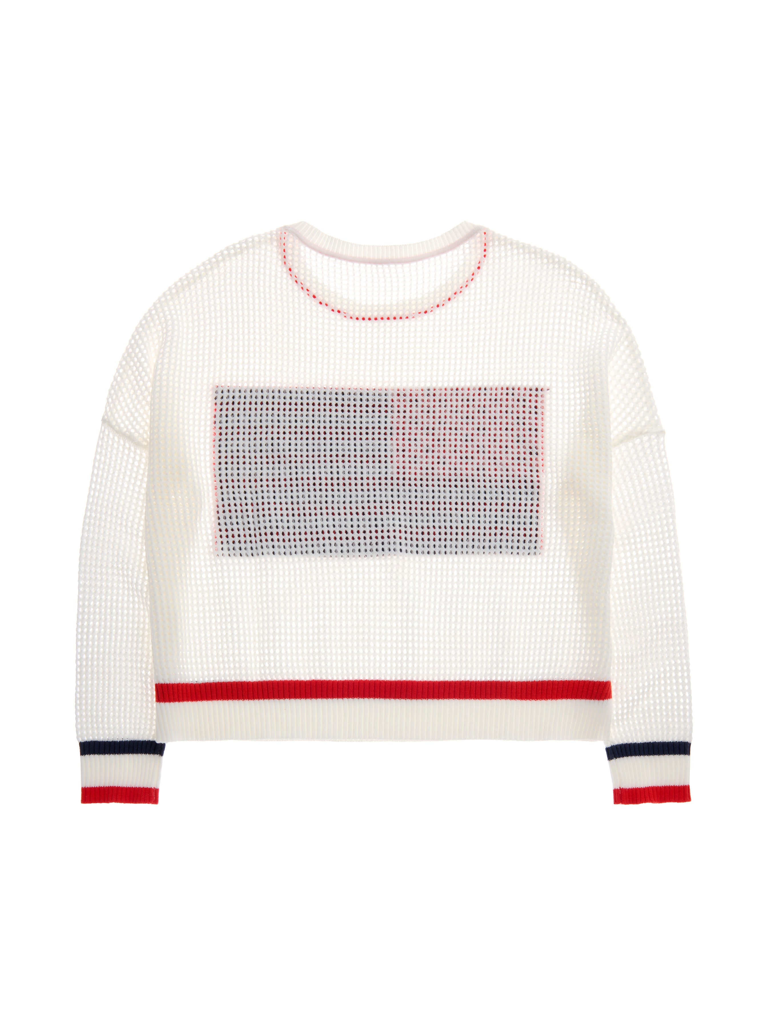 Shiraleah American Flag Mesh Sweater, White SMALL