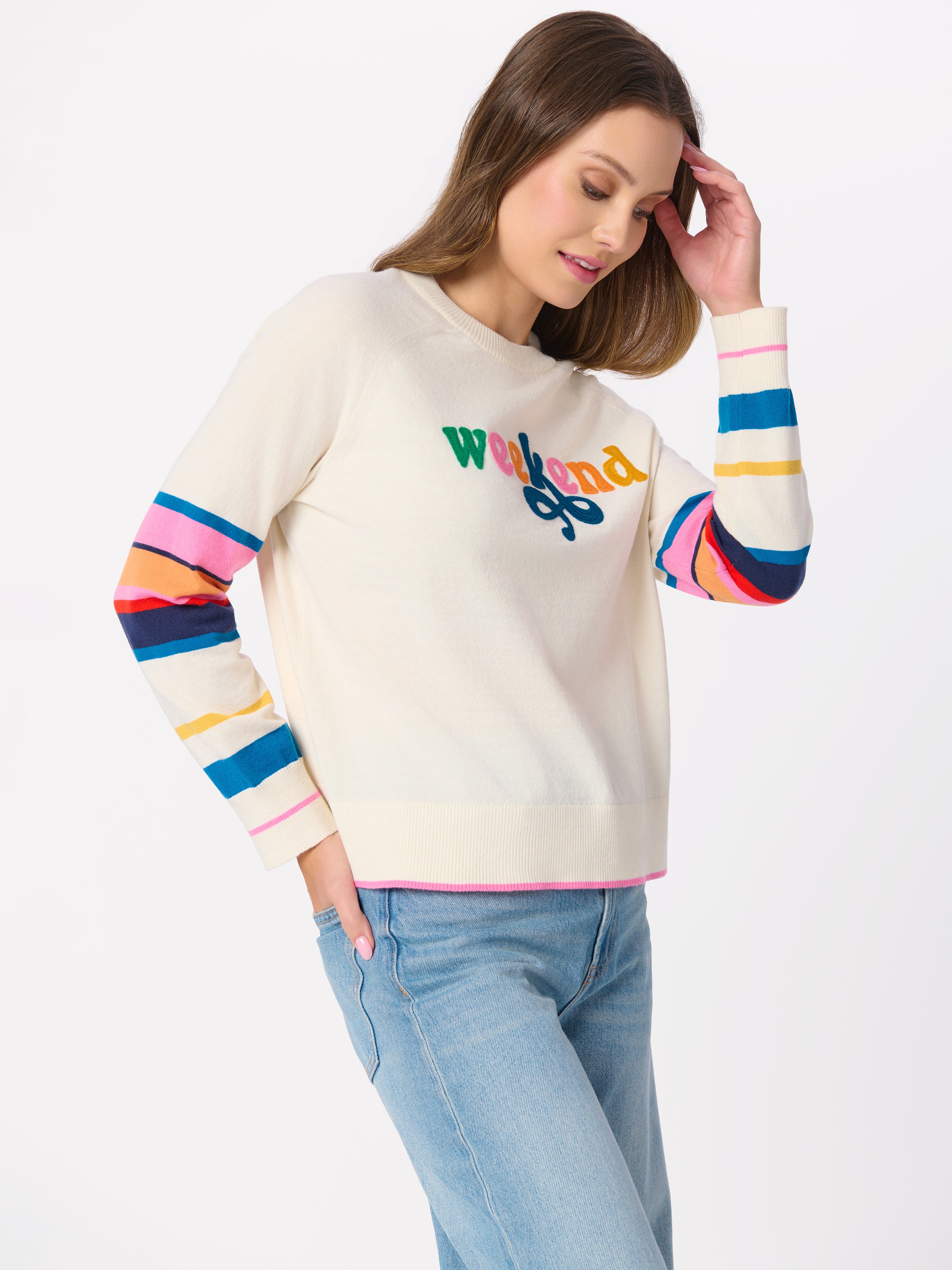 Shiraleah "Weekend" Lightweight Boxy Sweater, Ivory IVORY / EXTRA SMALL
