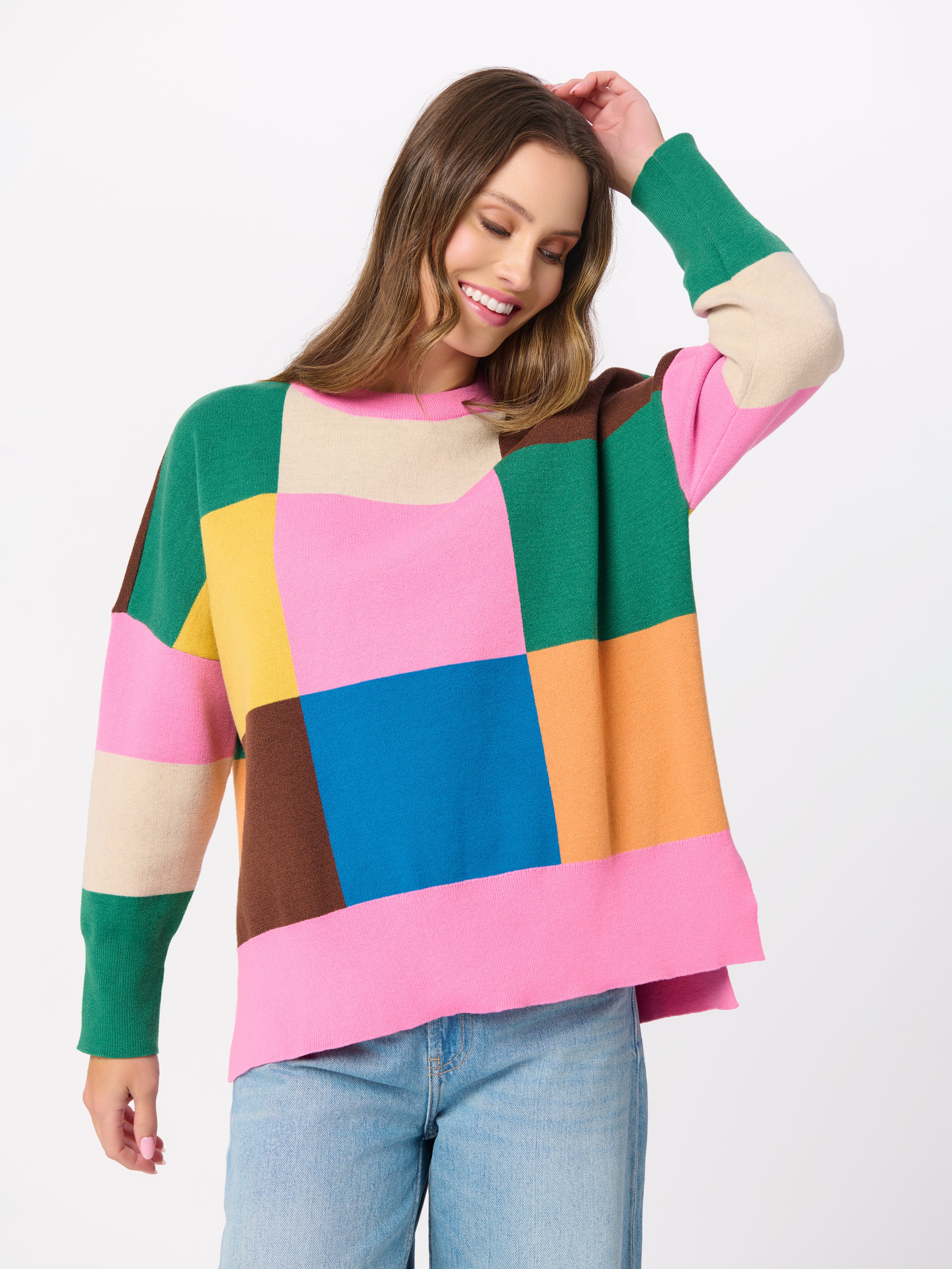 Shiraleah Color Block Loose Fit Sweater, Multi MULTI / EXTRA SMALL
