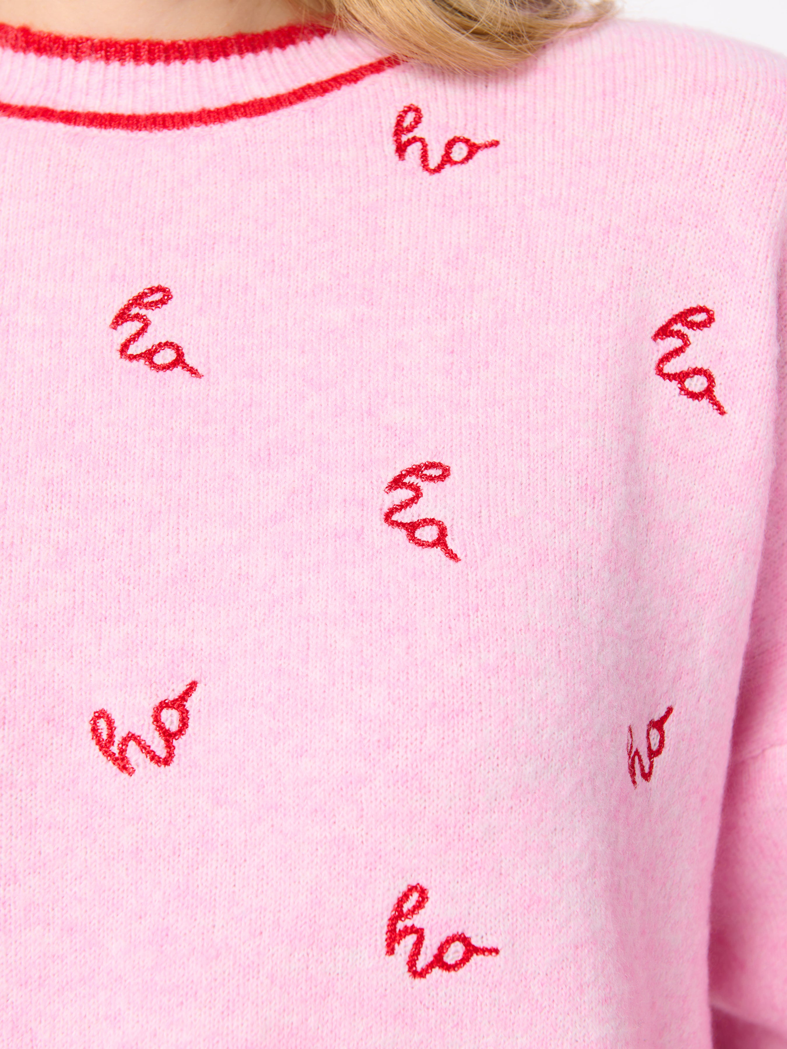 Shiraleah "Ho Ho Ho" Relaxed Sweater, Blush BLUSH / EXTRA SMALL
