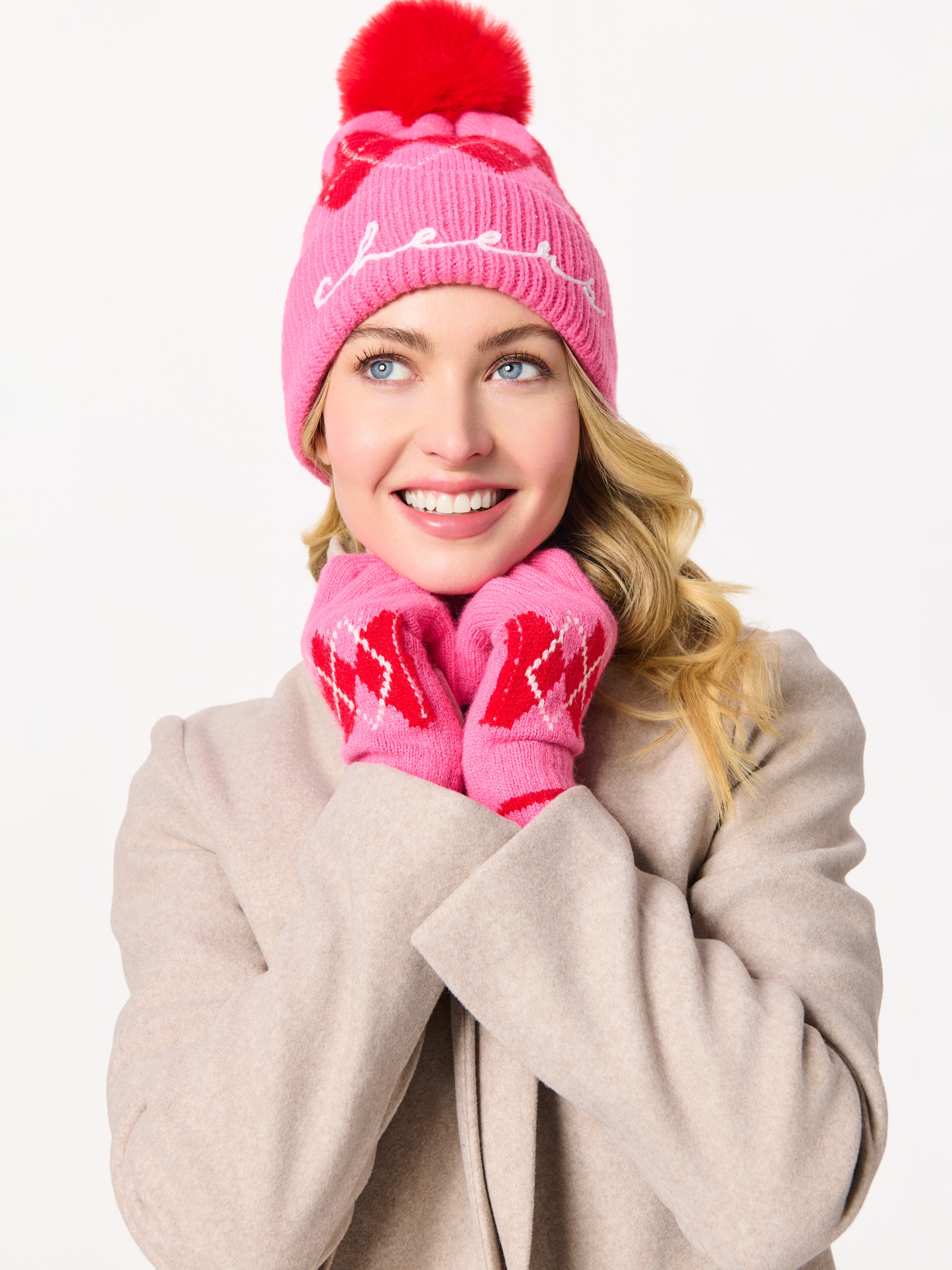 Shiraleah "Cheers" Argyle Beanie, Pink