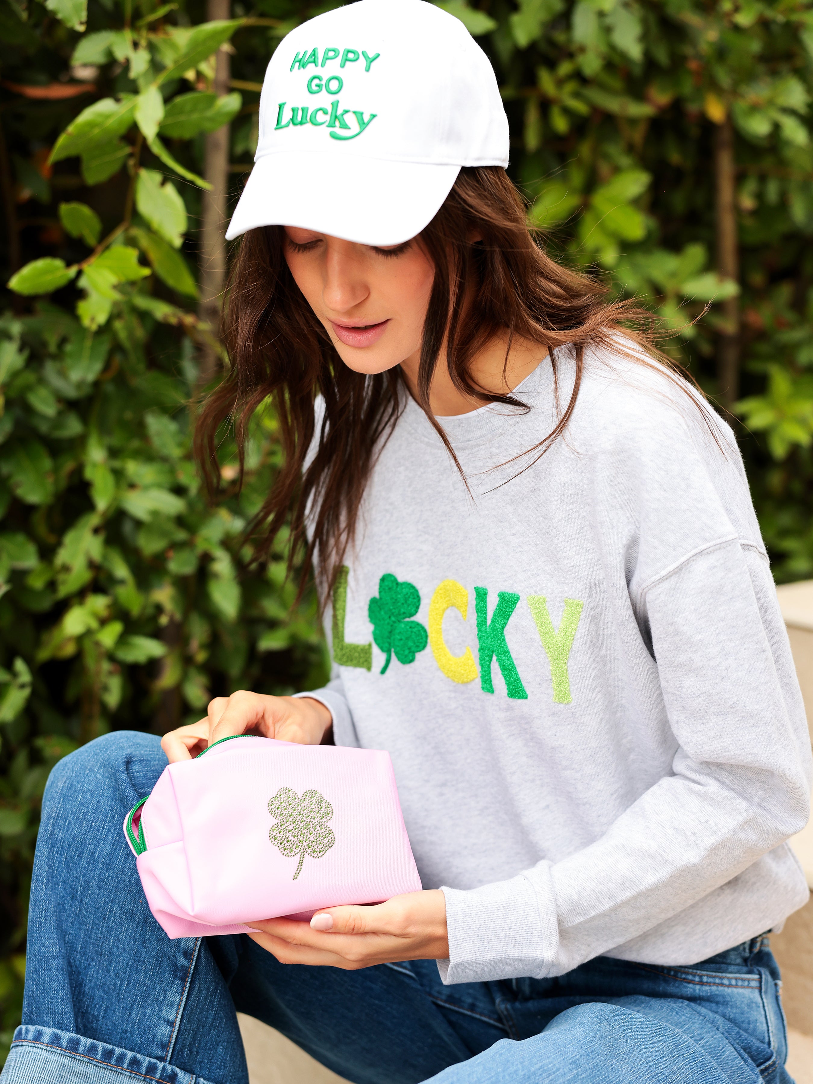 Shiraleah "Happy Go Lucky" Ball Cap, White