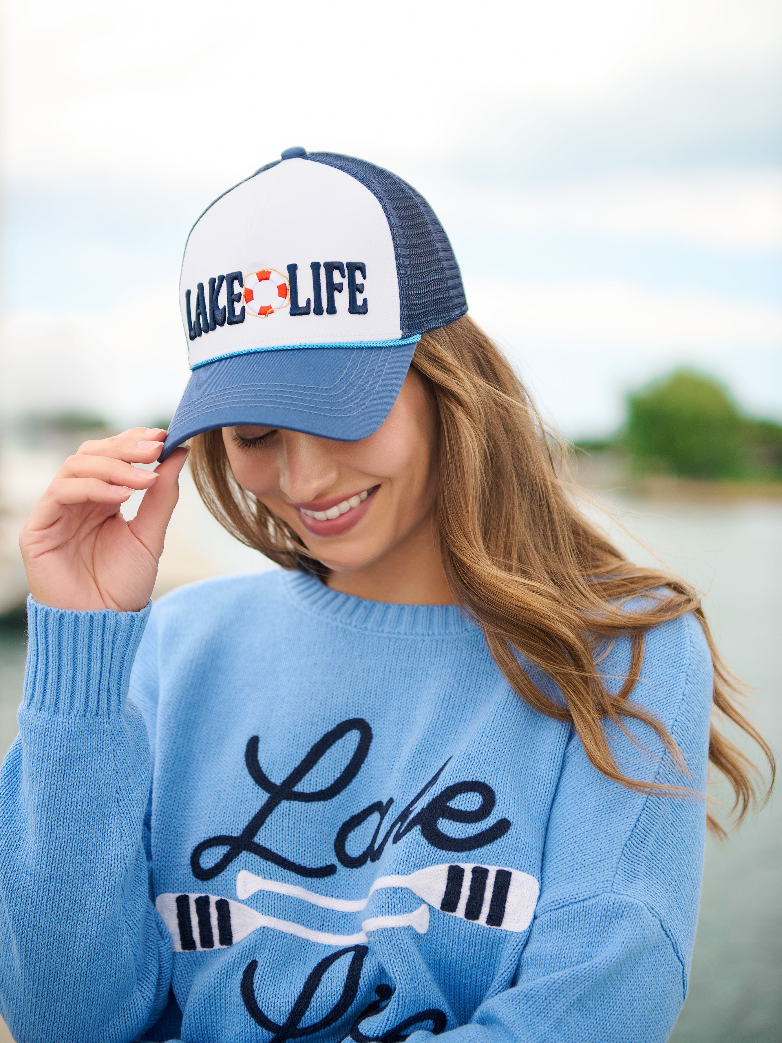 Shiraleah "Lake Life" Trucker Hat, Navy