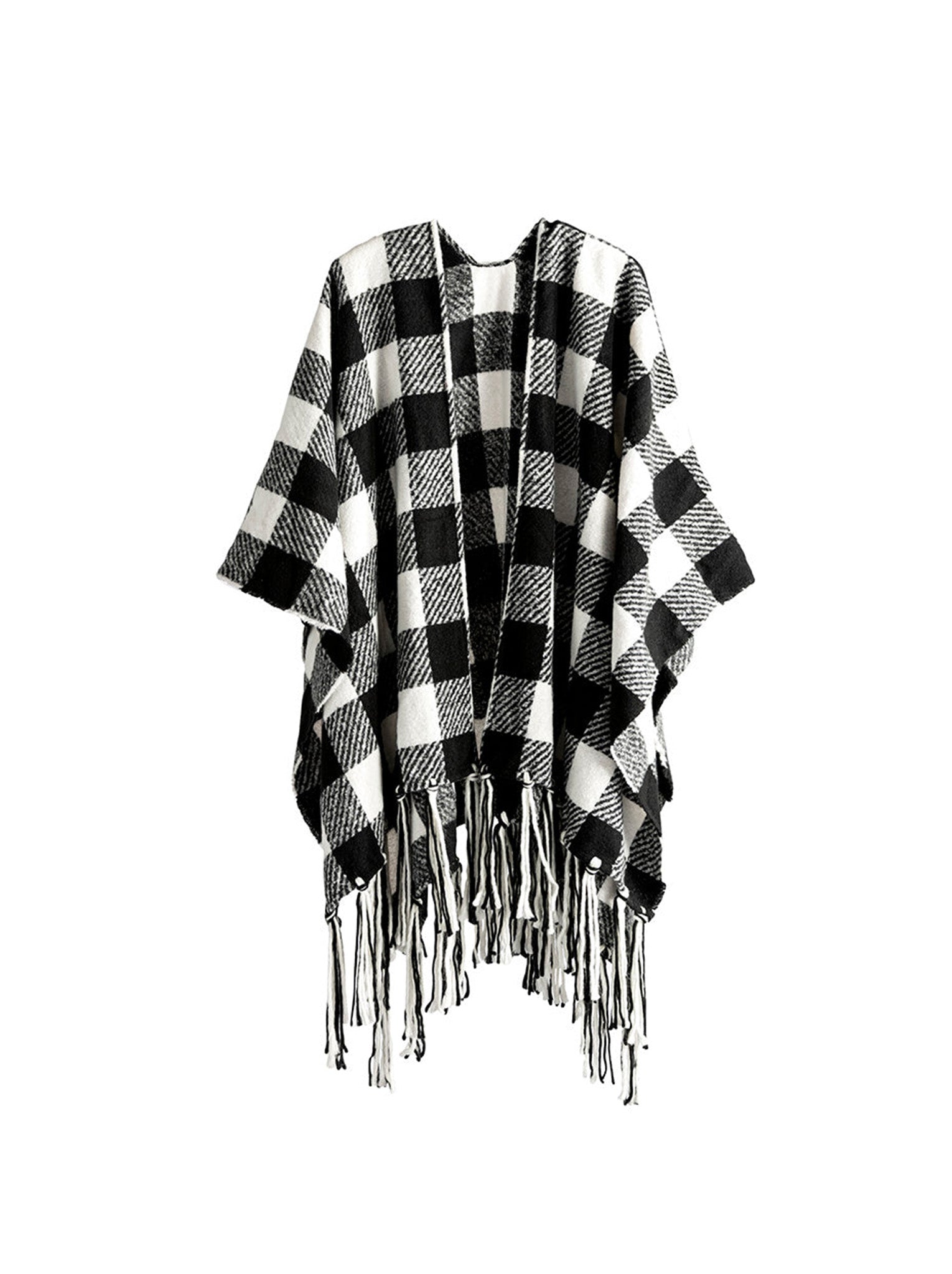 Shiraleah Beltran Plaid Cape, Black and White