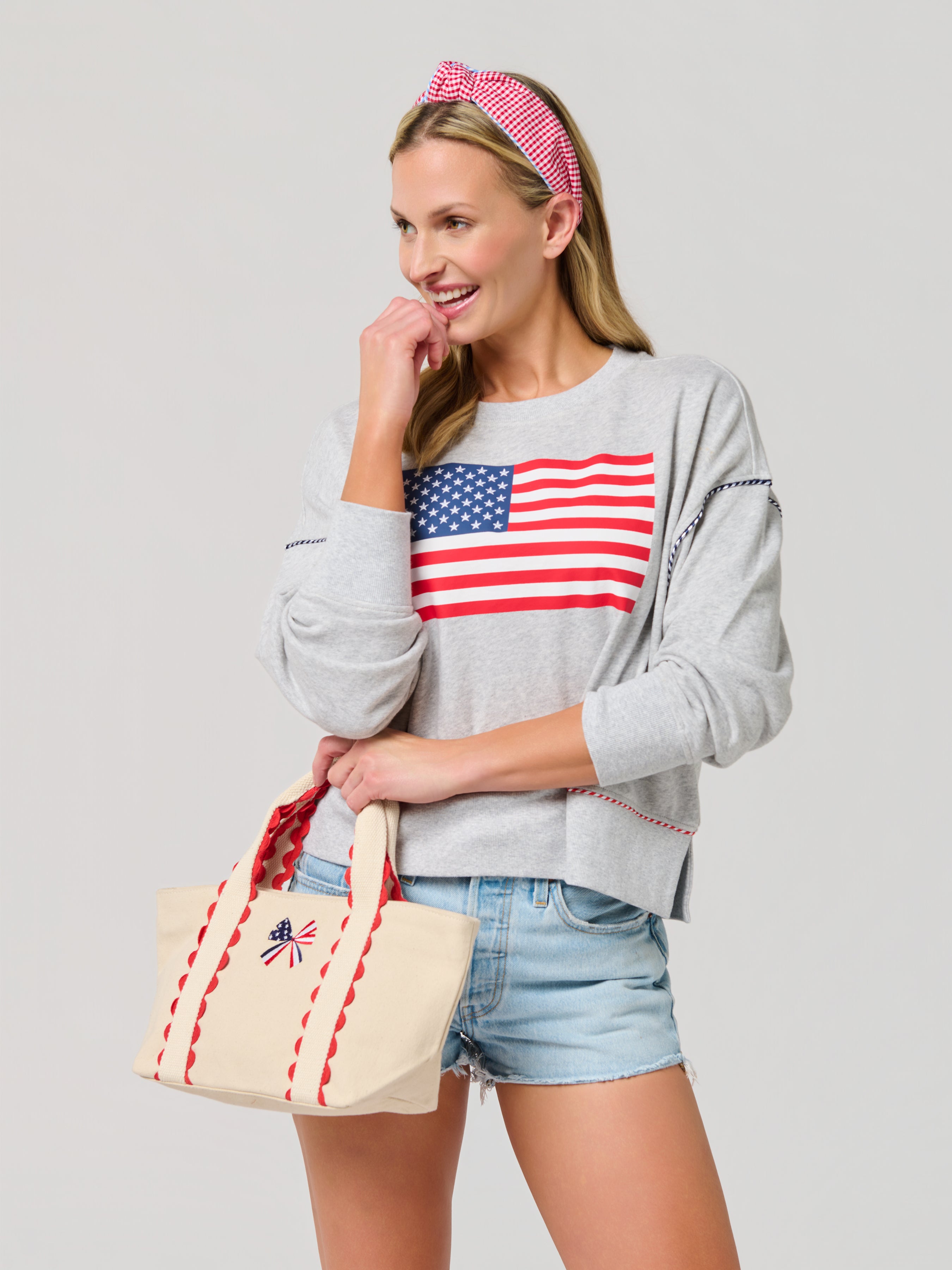 Shiraleah Gingham Knotted Headband, Red