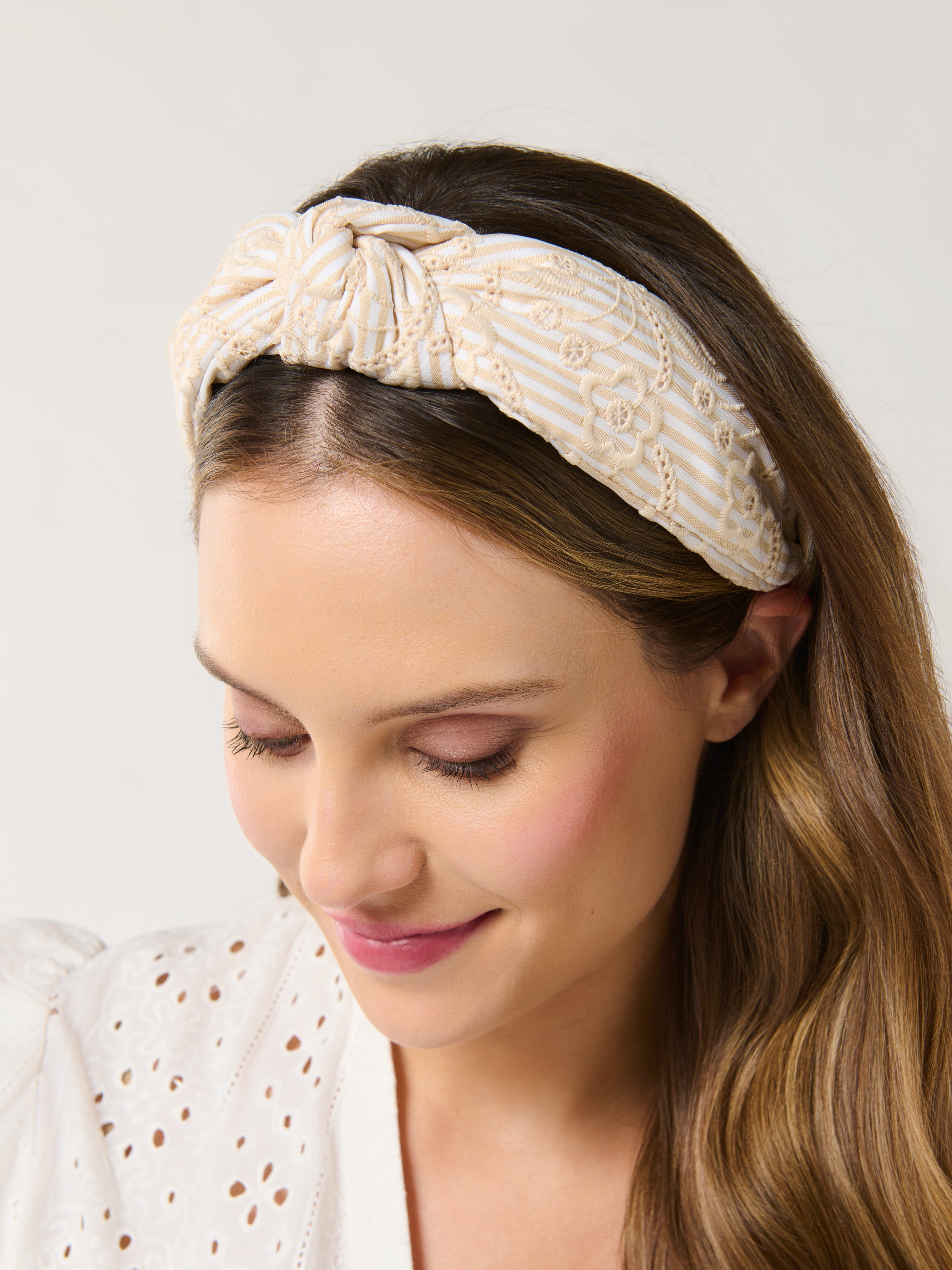 Shiraleah Eyelet Striped Headband TAN