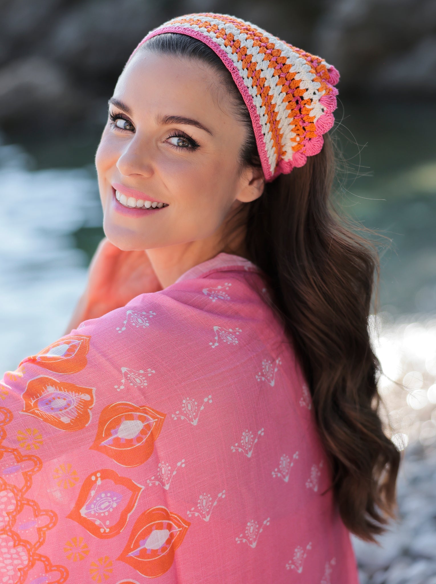 Shiraleah Luna Stripe Crochet Headscarf, Multi