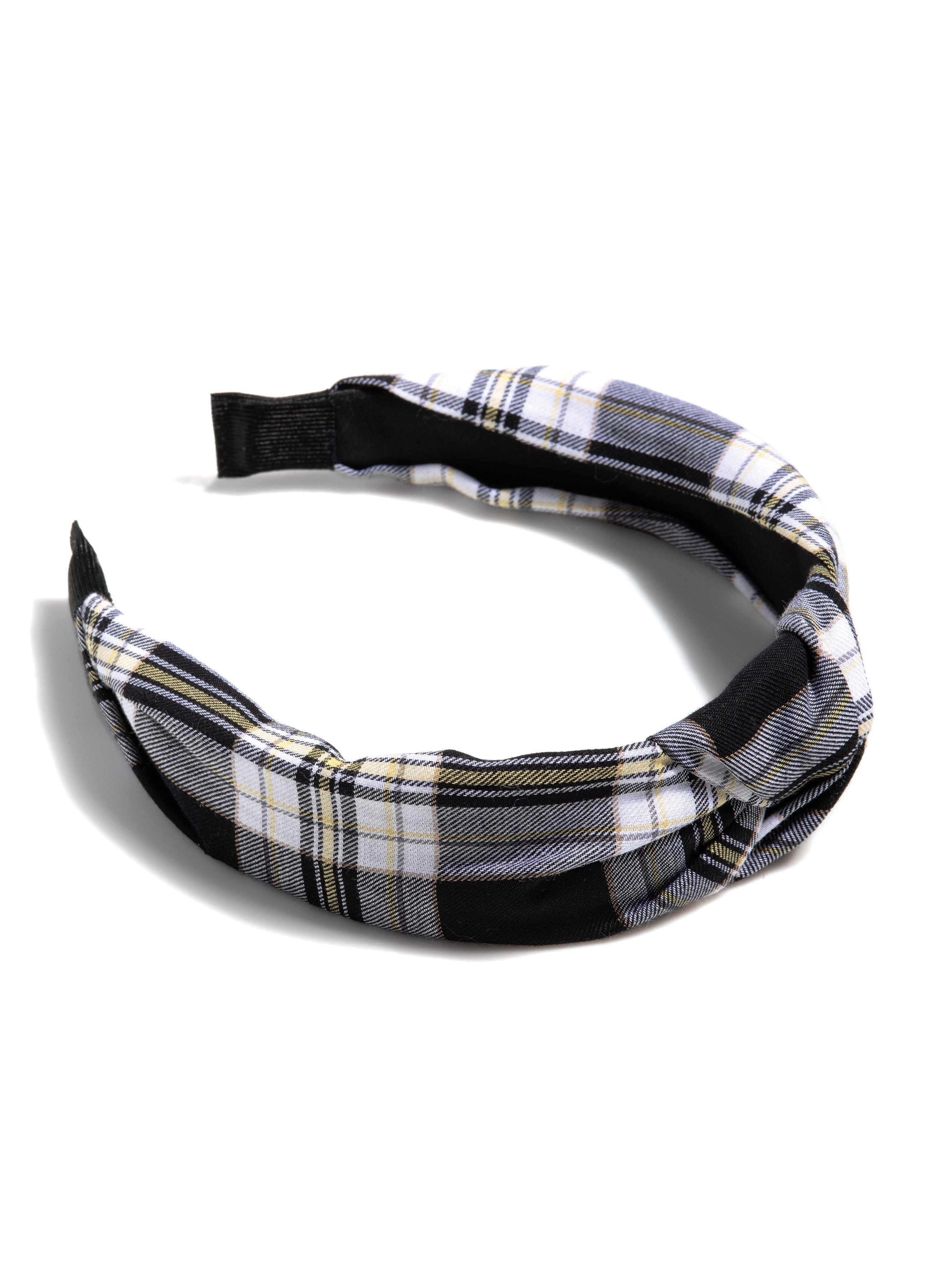 Shiraleah Knotted Plaid Headband, Black