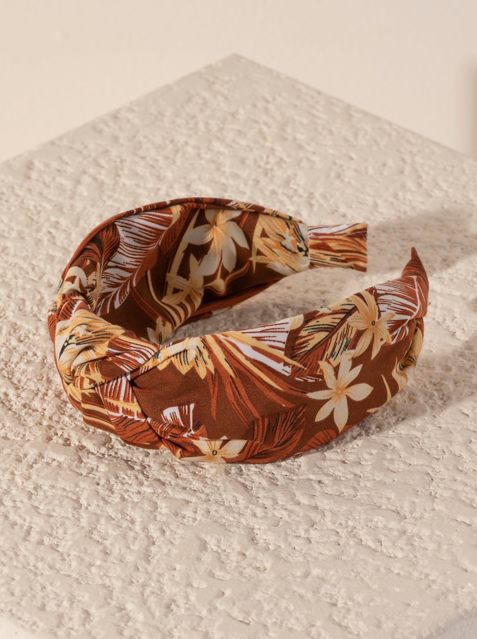 Shiraleah Knotted Floral Print Headband, Brown