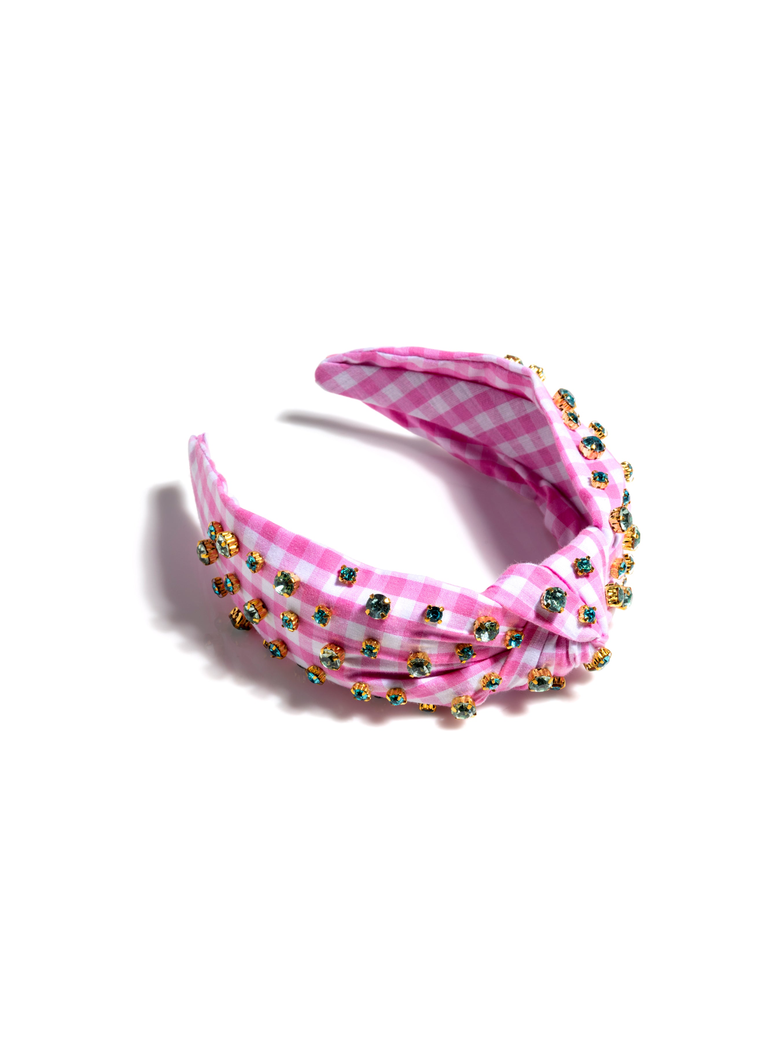 Shiraleah Embellished Gingham Knotted Headband, Pink