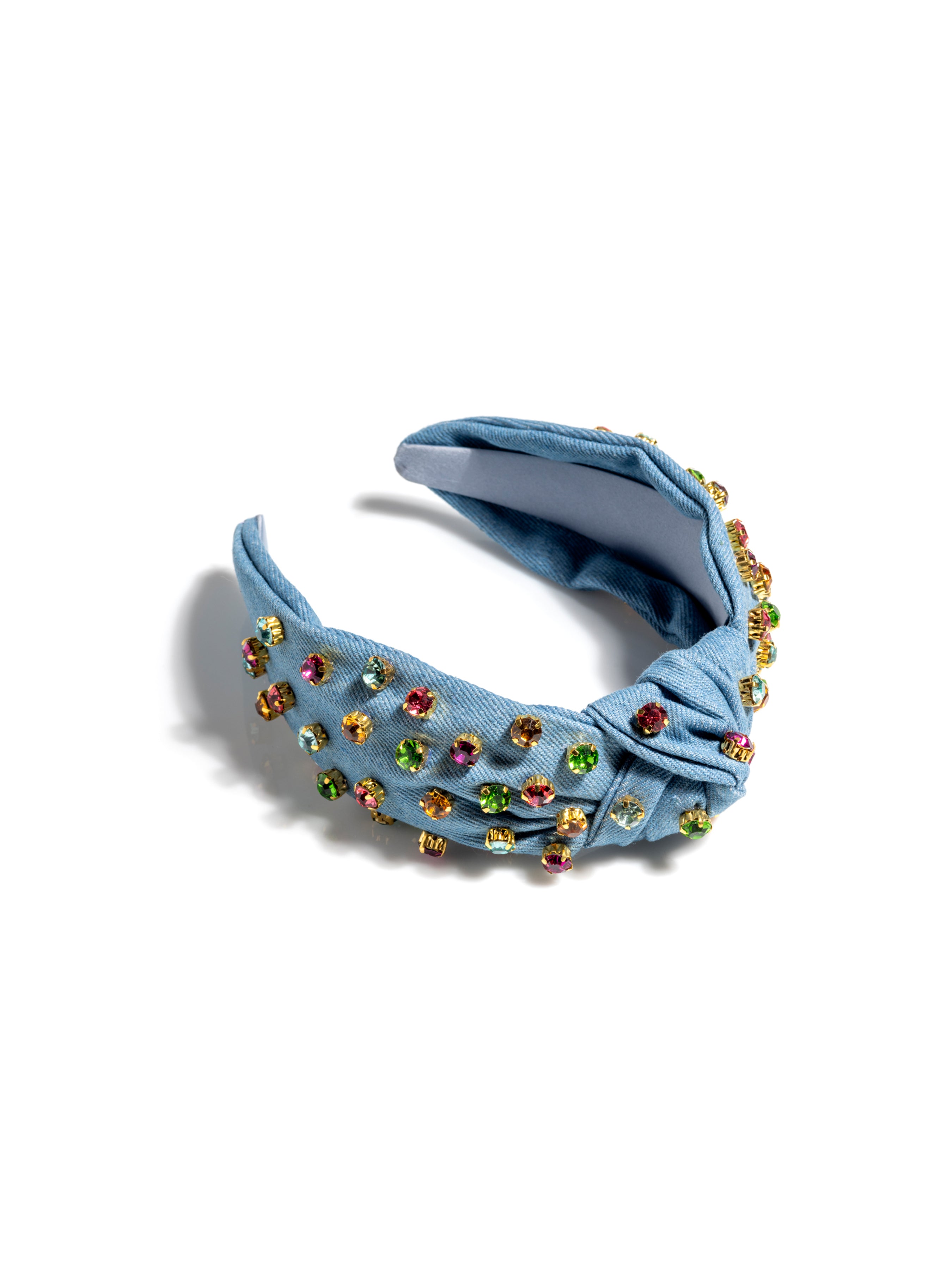 Shiraleah Embellished Denim Knotted Headband, Blue