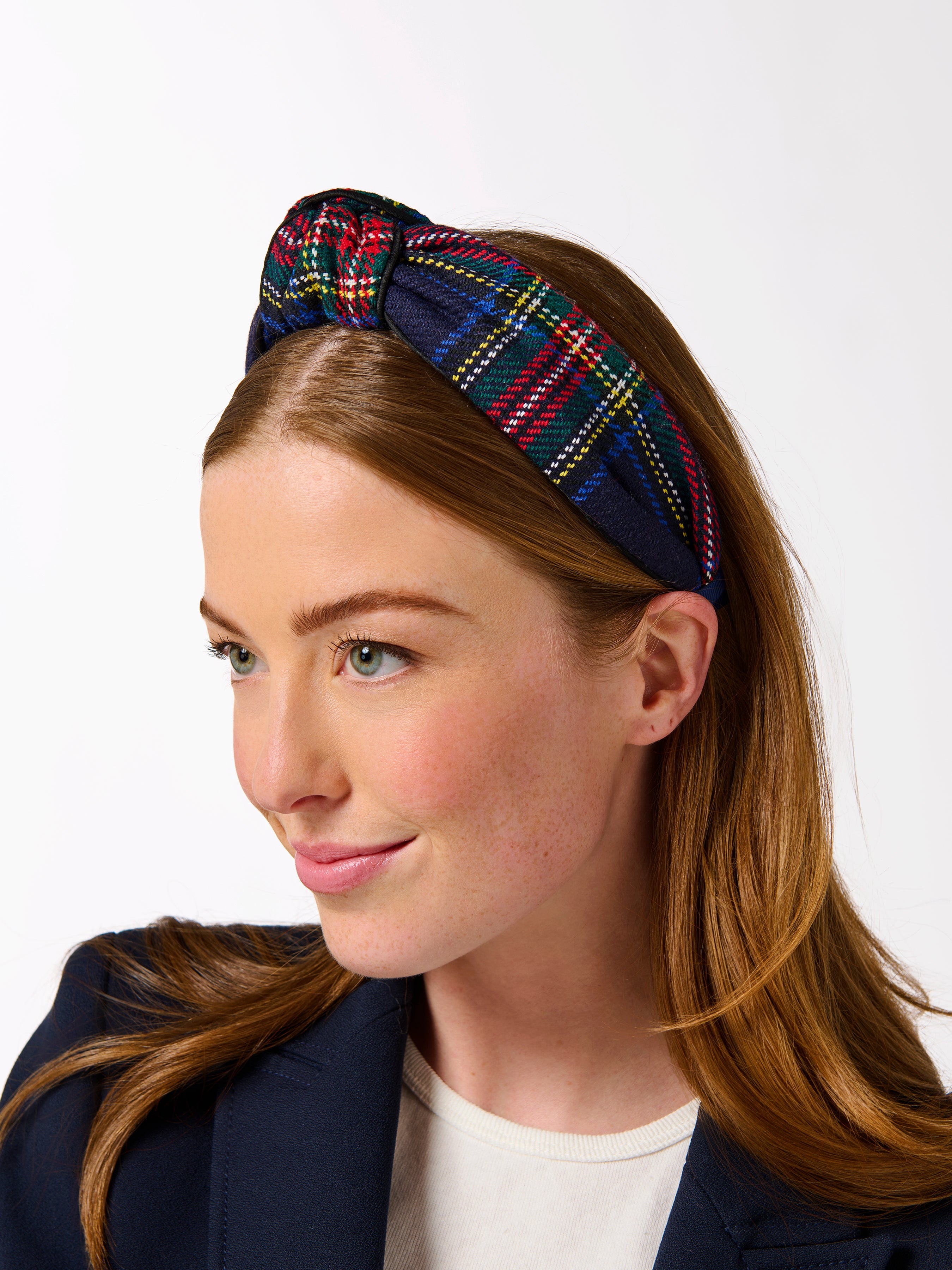 Shiraleah Tartan Knotted Headband NAVY