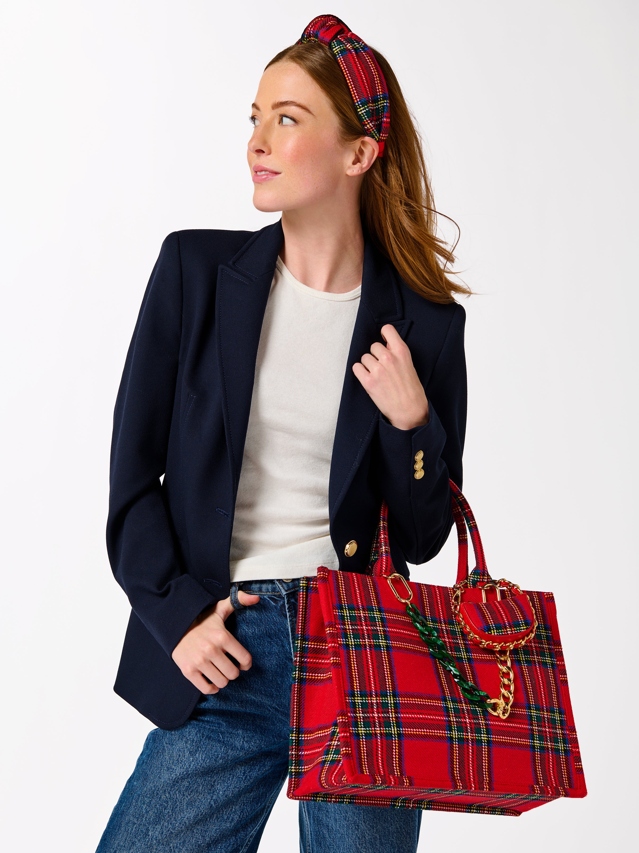 Shiraleah Tartan Knotted Headband RED