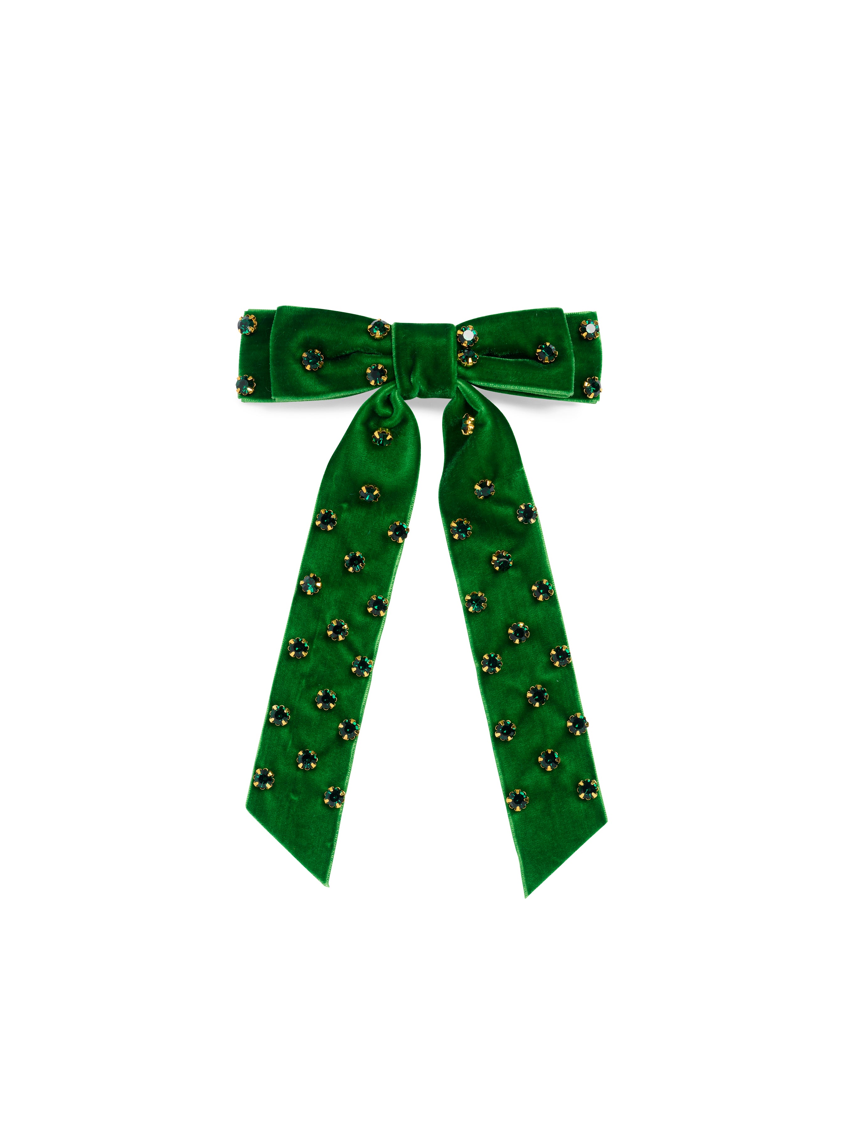 Shiraleah Velvet And Rhinestones Bow Clip GREEN